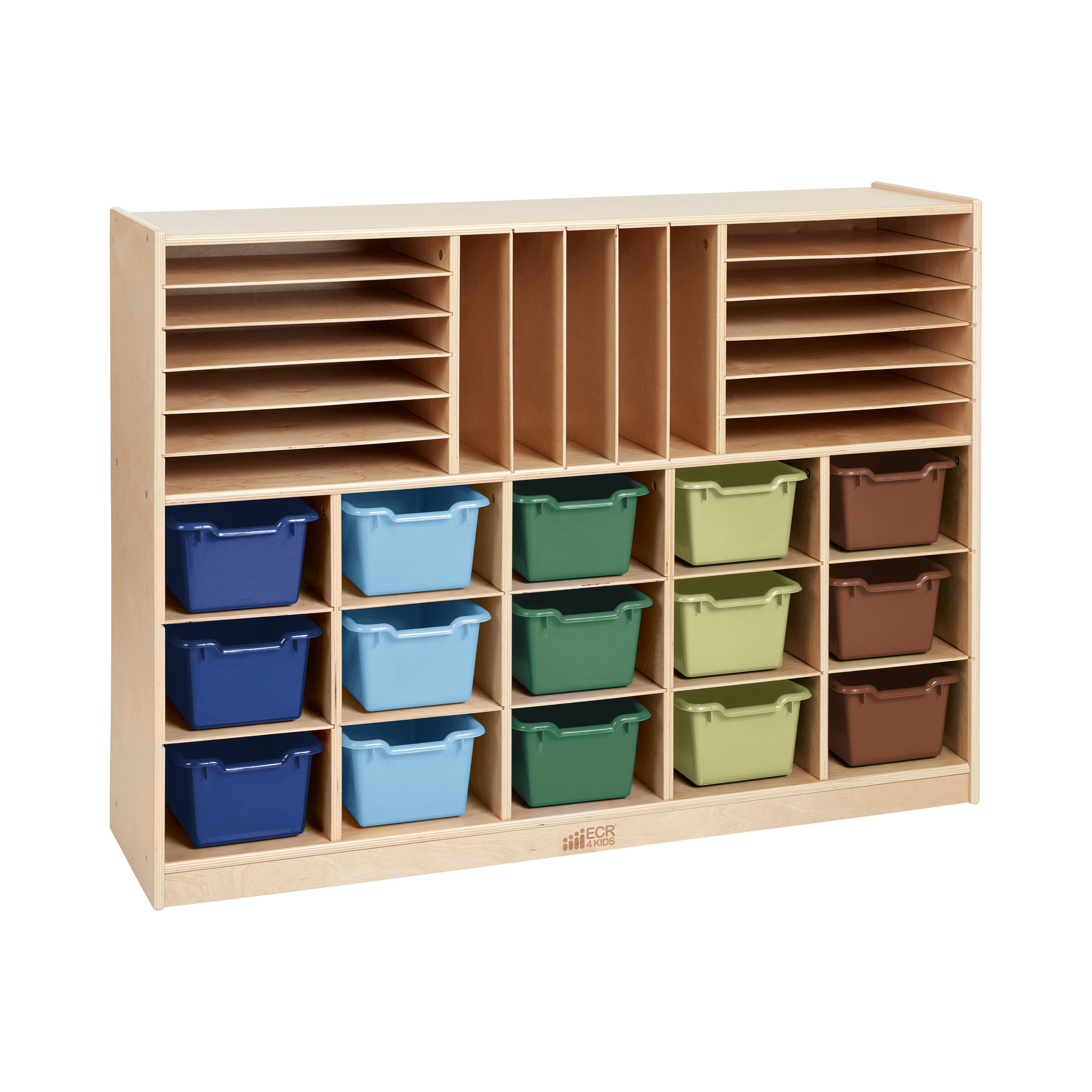 Multi-Section Mobile Cabinet with Scoop Front Storage Bins, 16-Piece
