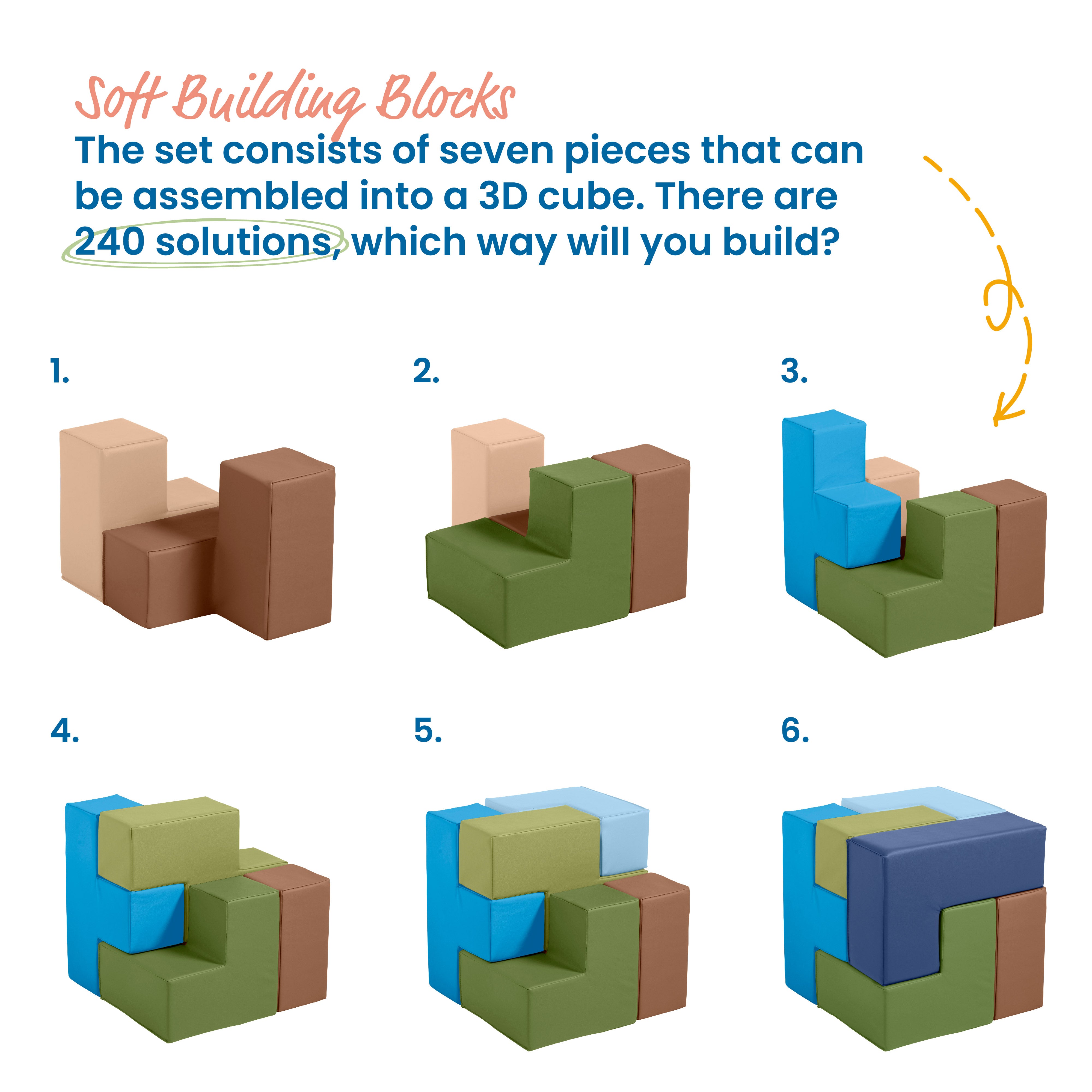 SoftZone Brainy Building Blocks, 7-Piece