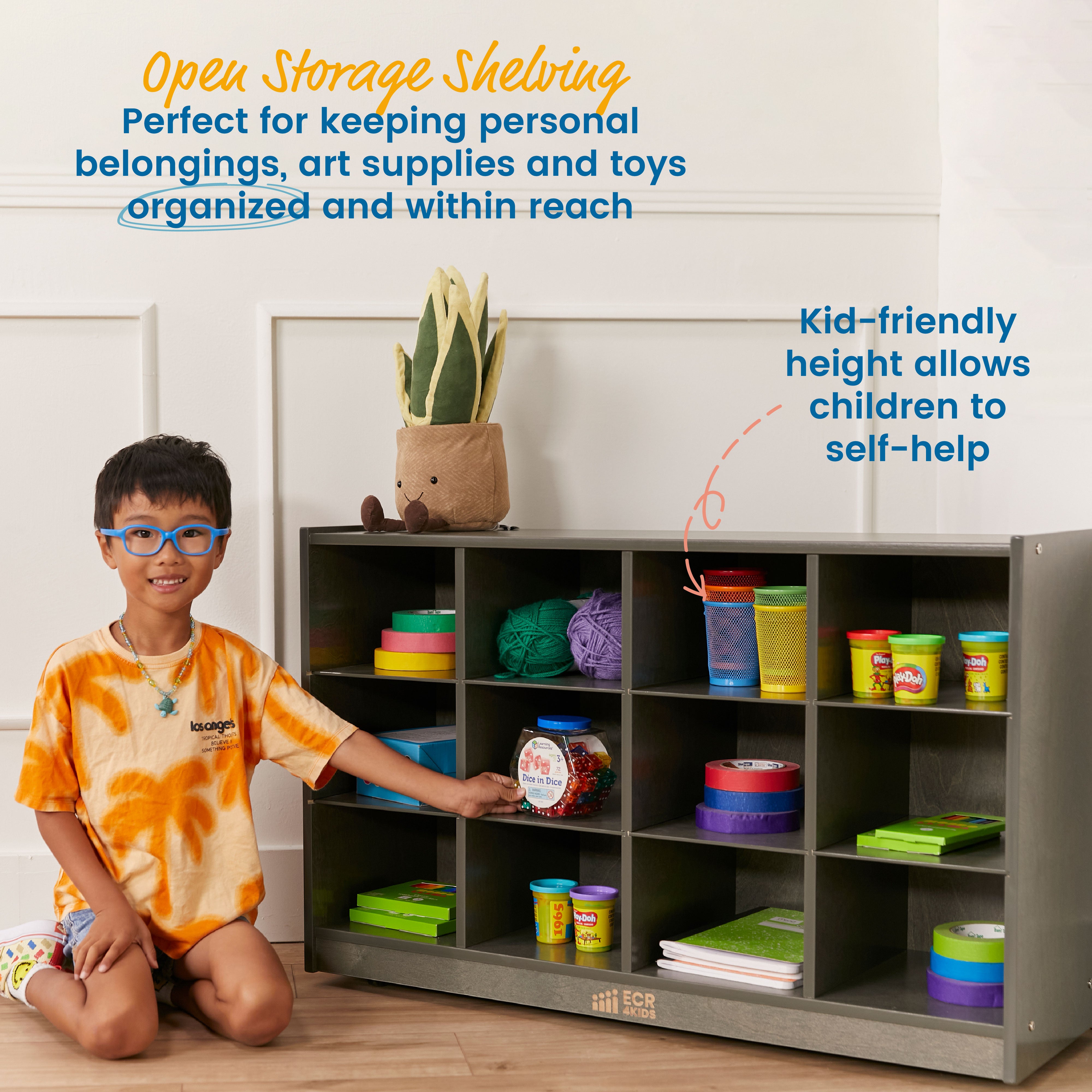 12 Cubby Mobile Tray Storage Cabinet, 3x4
