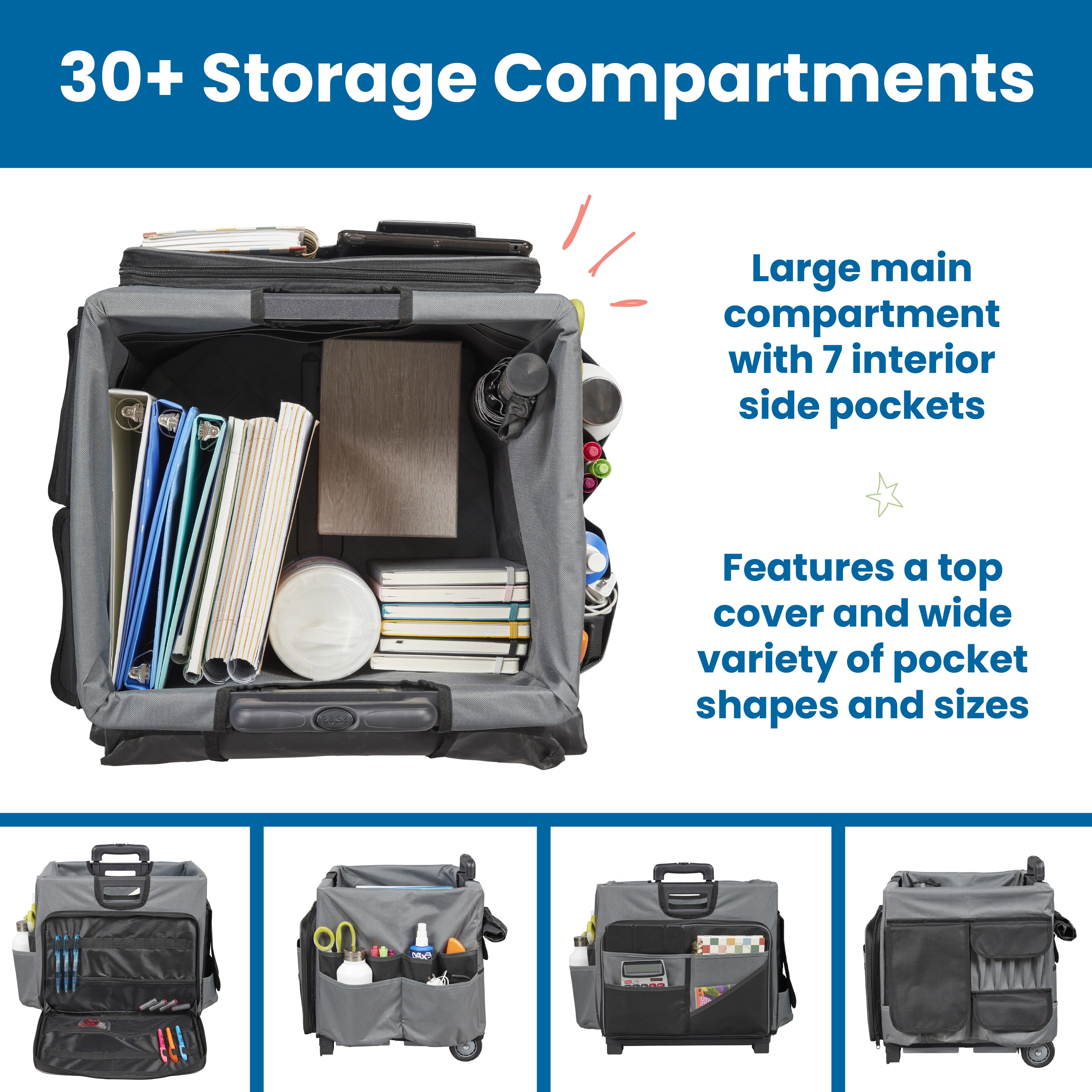 Universal Rolling Cart with Canvas Organizer Bag