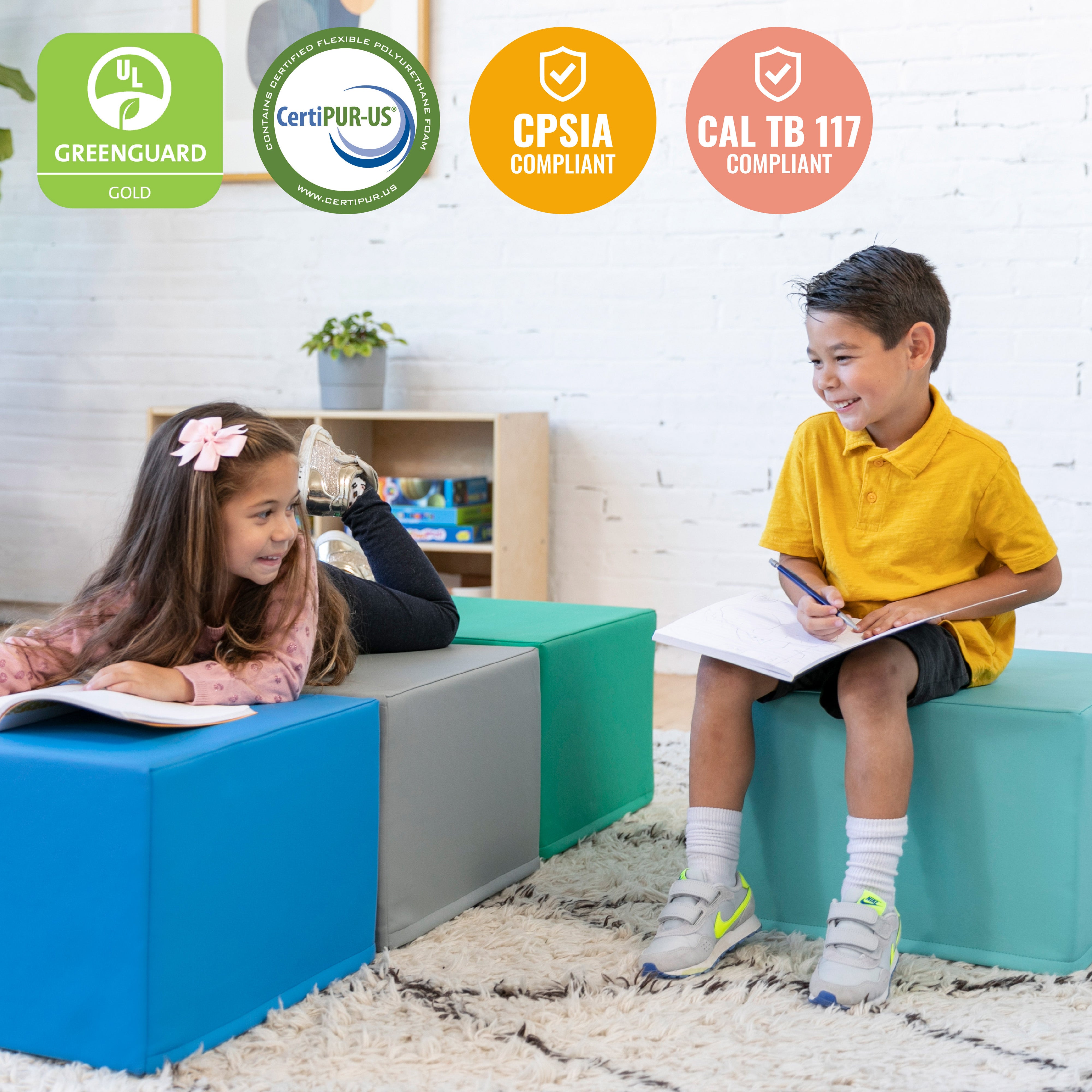 SoftZone Foam Ottoman Set, Square, 4-Piece