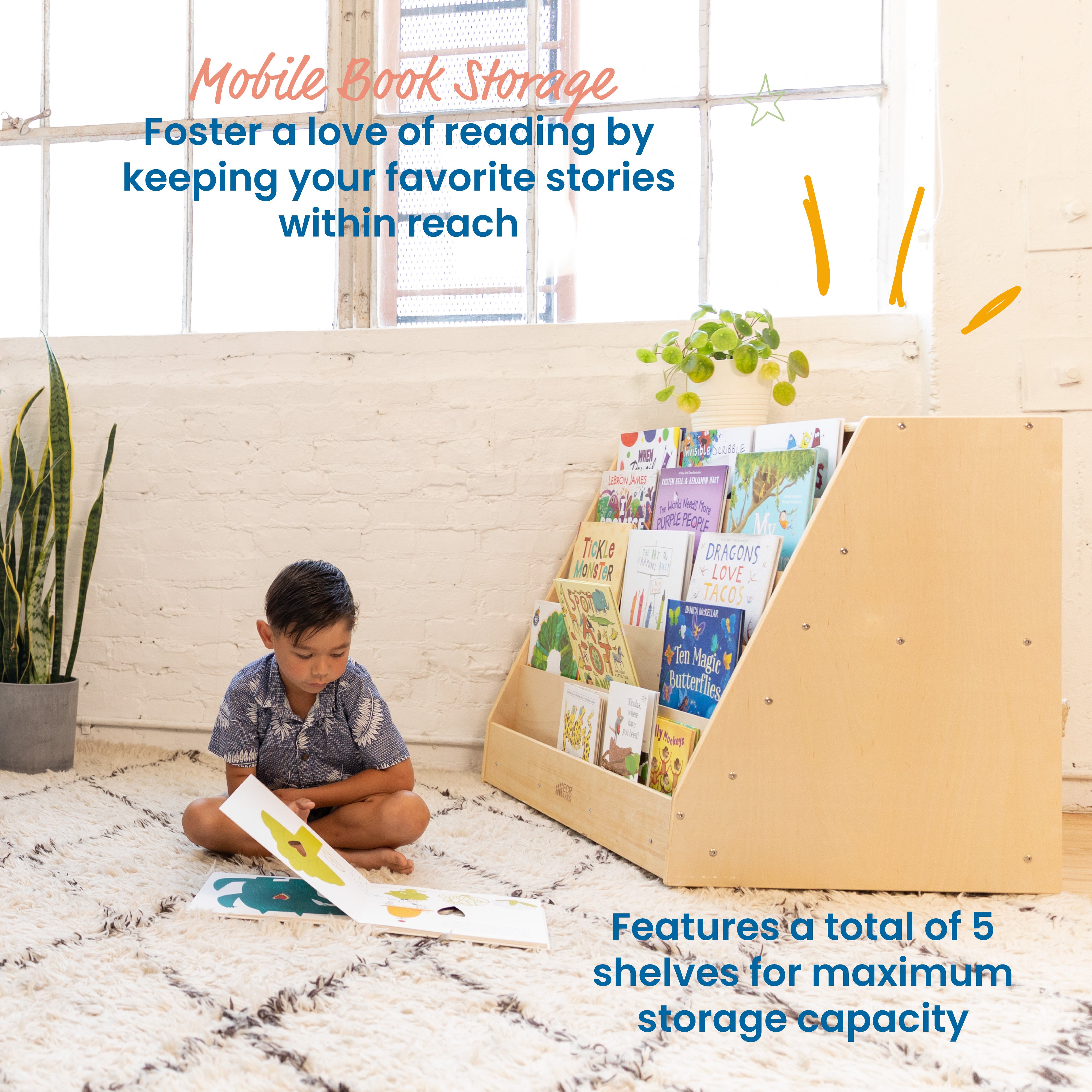 Double-Sided Mobile Book Display with Storage