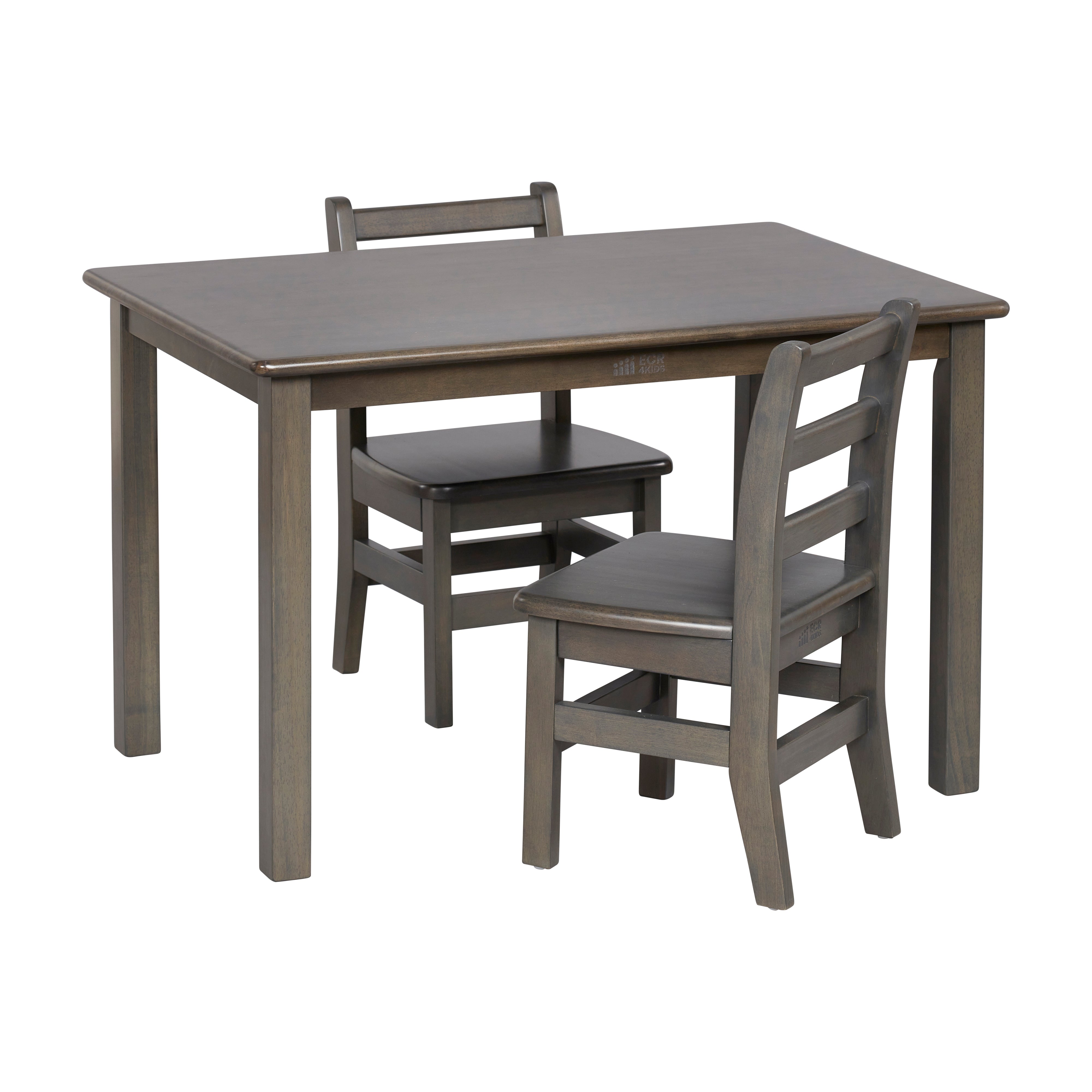 24in x 36in Rectangular Hardwood Table and Chair Set, 12in Seat Height, 3-Piece