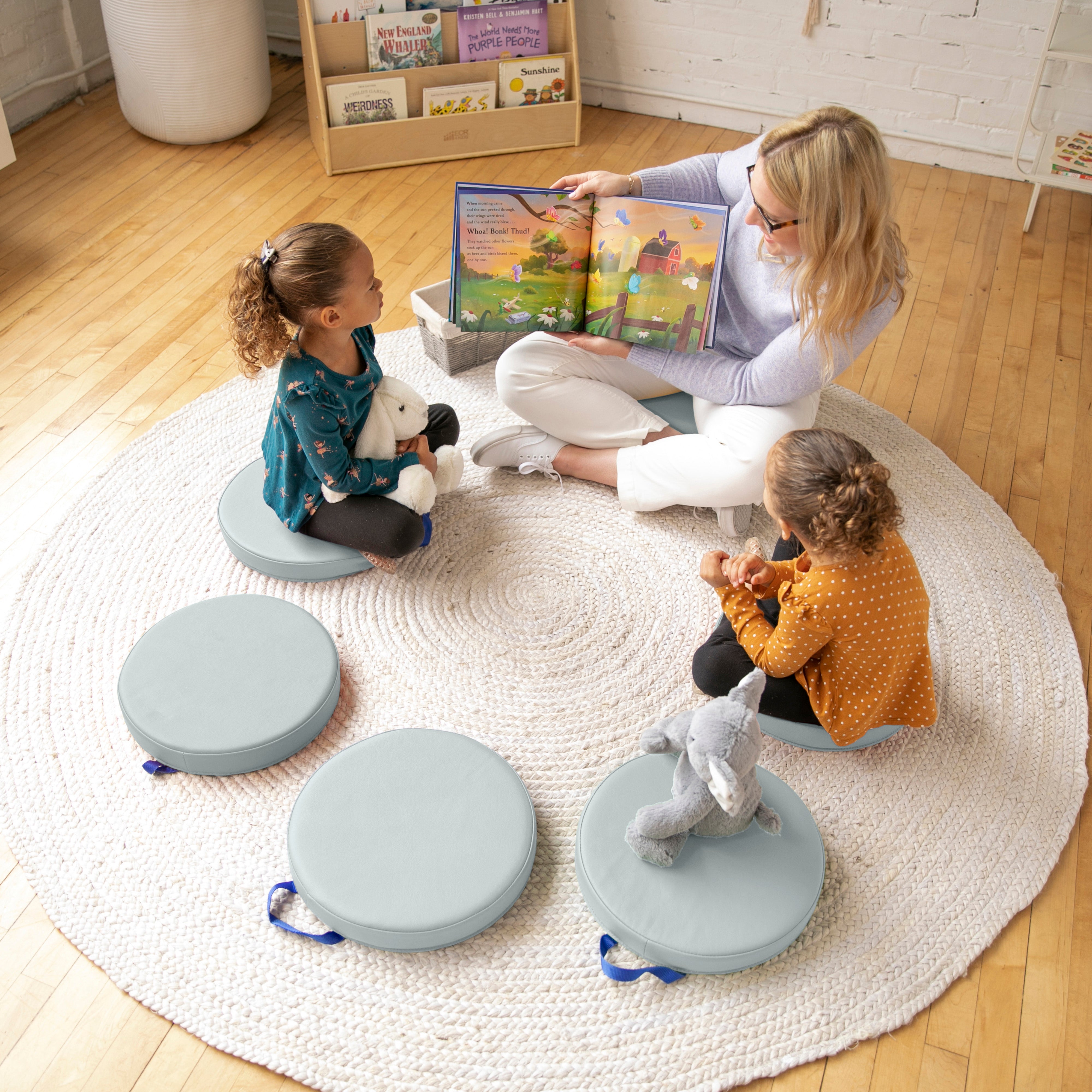 Round Floor Cushions with Handles, 6-Piece