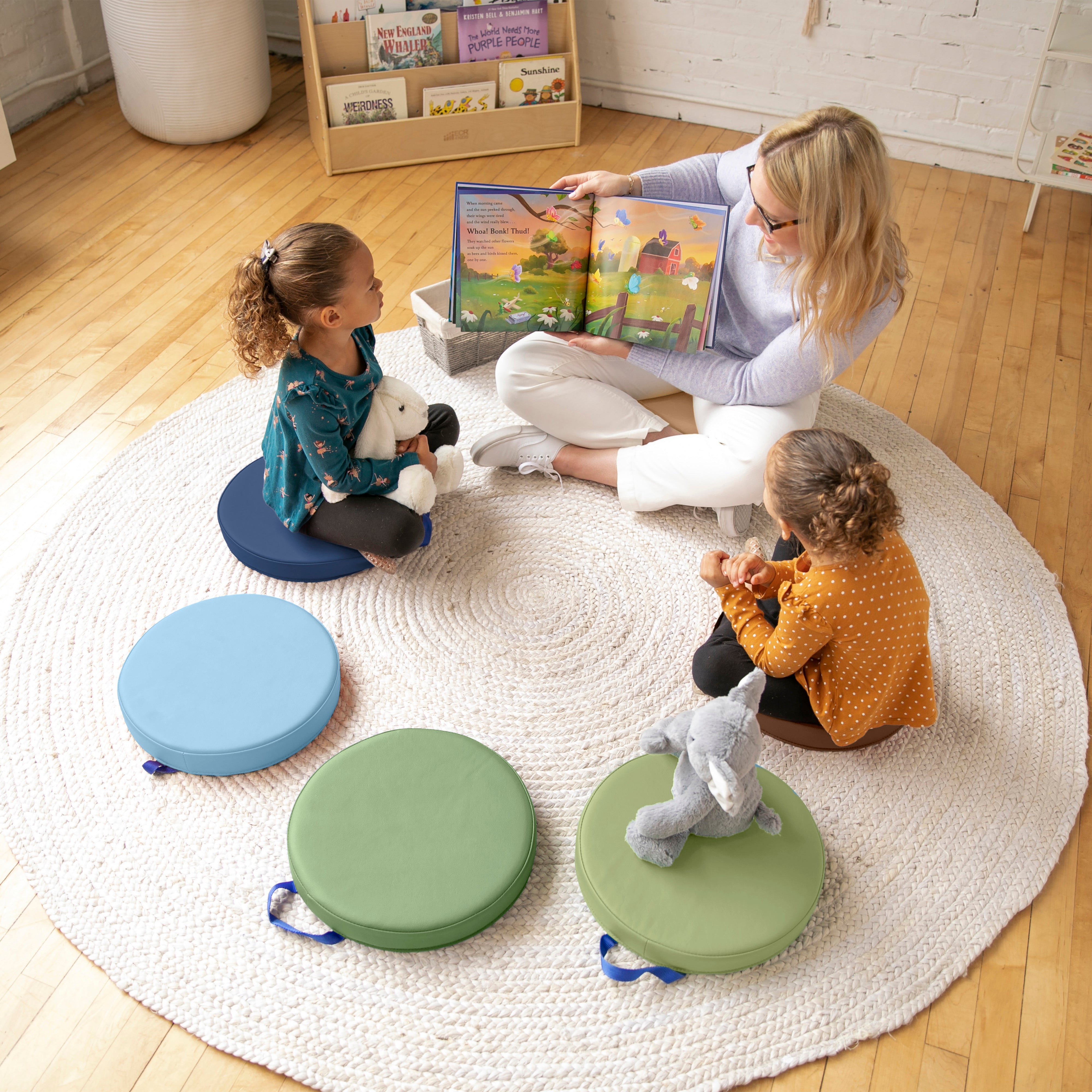 Round Floor Cushions with Handle, 6-Piece