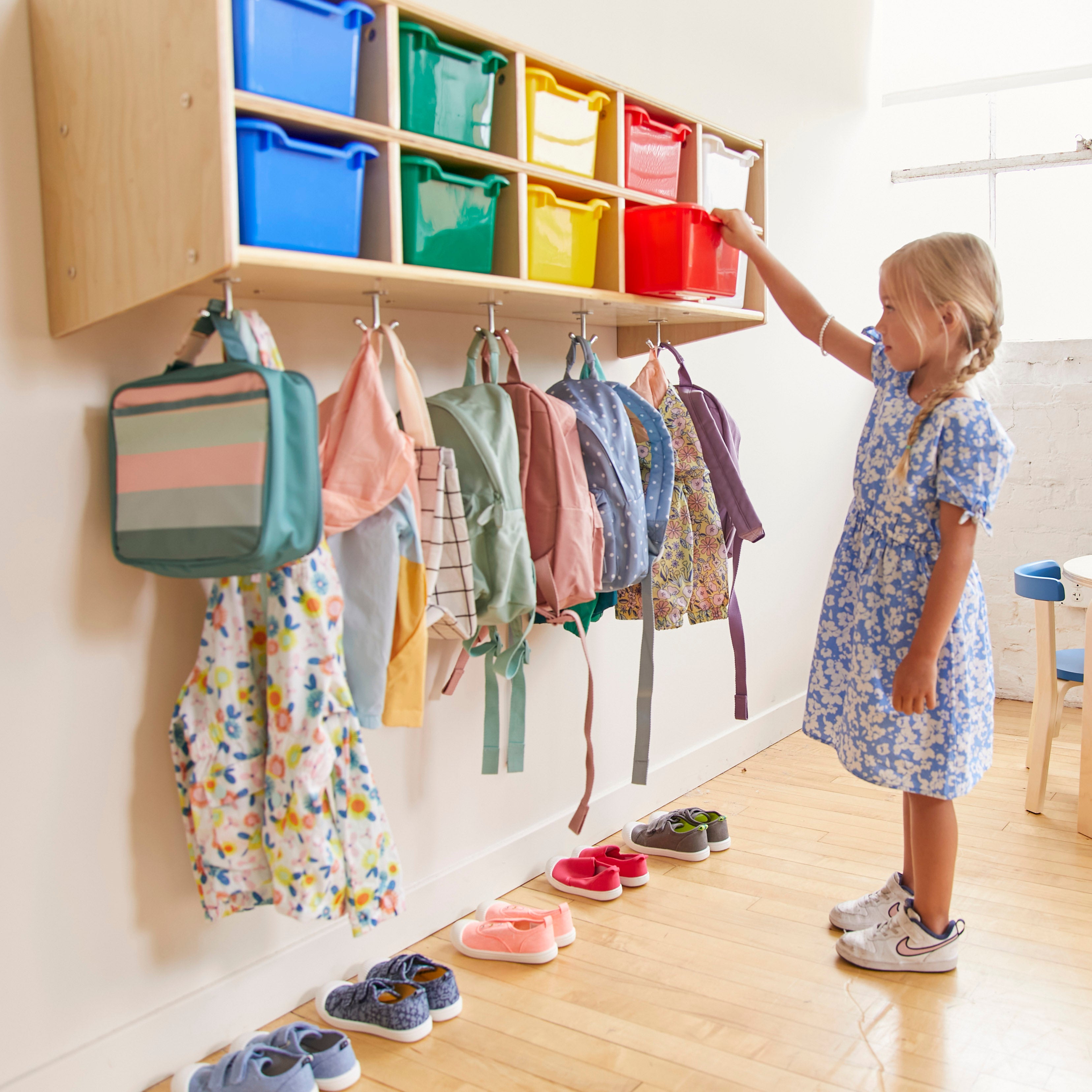 Streamline 10-Section Hanging Coat Locker with 10 Scoop Front Bins