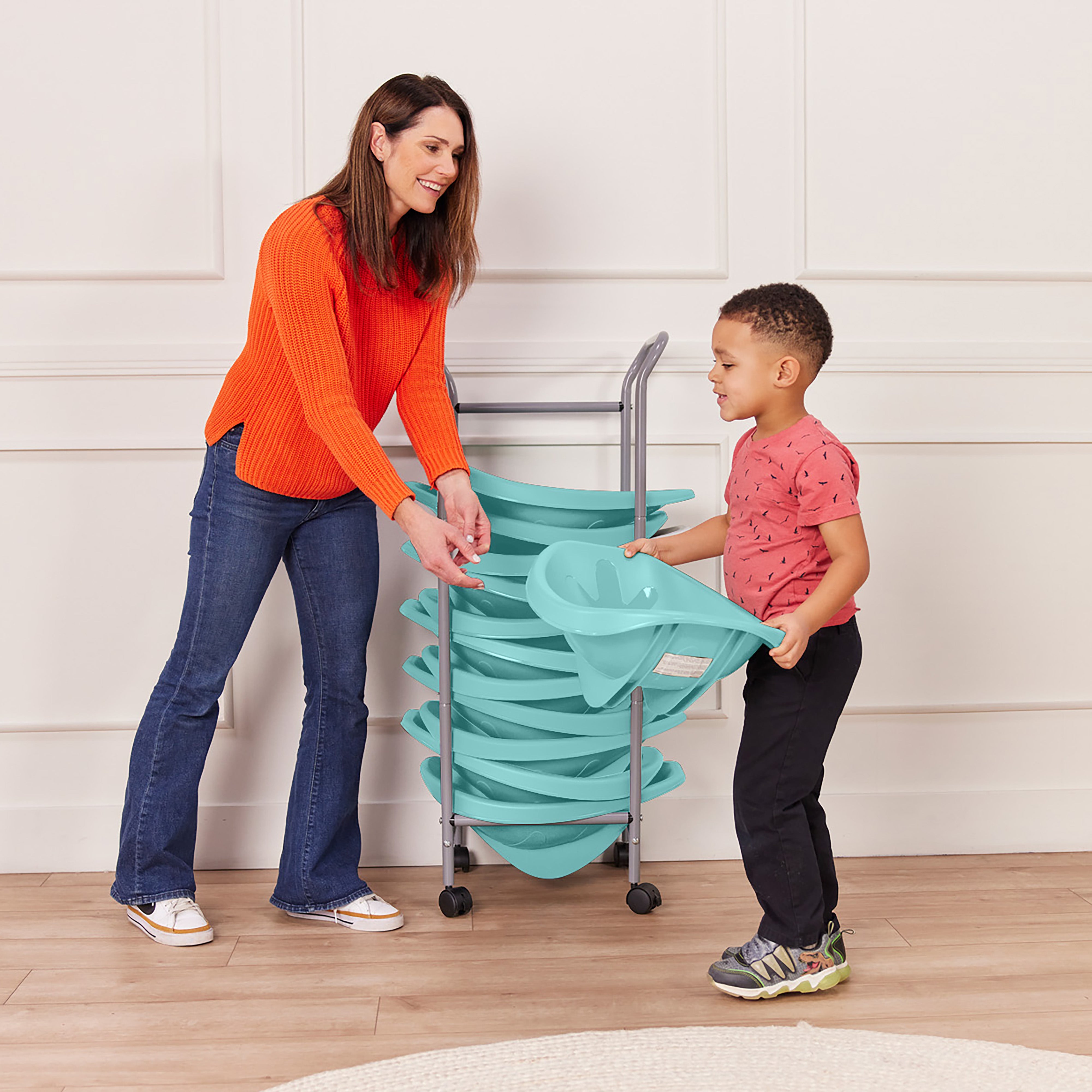 Mobile Leaf Seat Cart with 12 Leaf Floor Seats, Flexible Seating