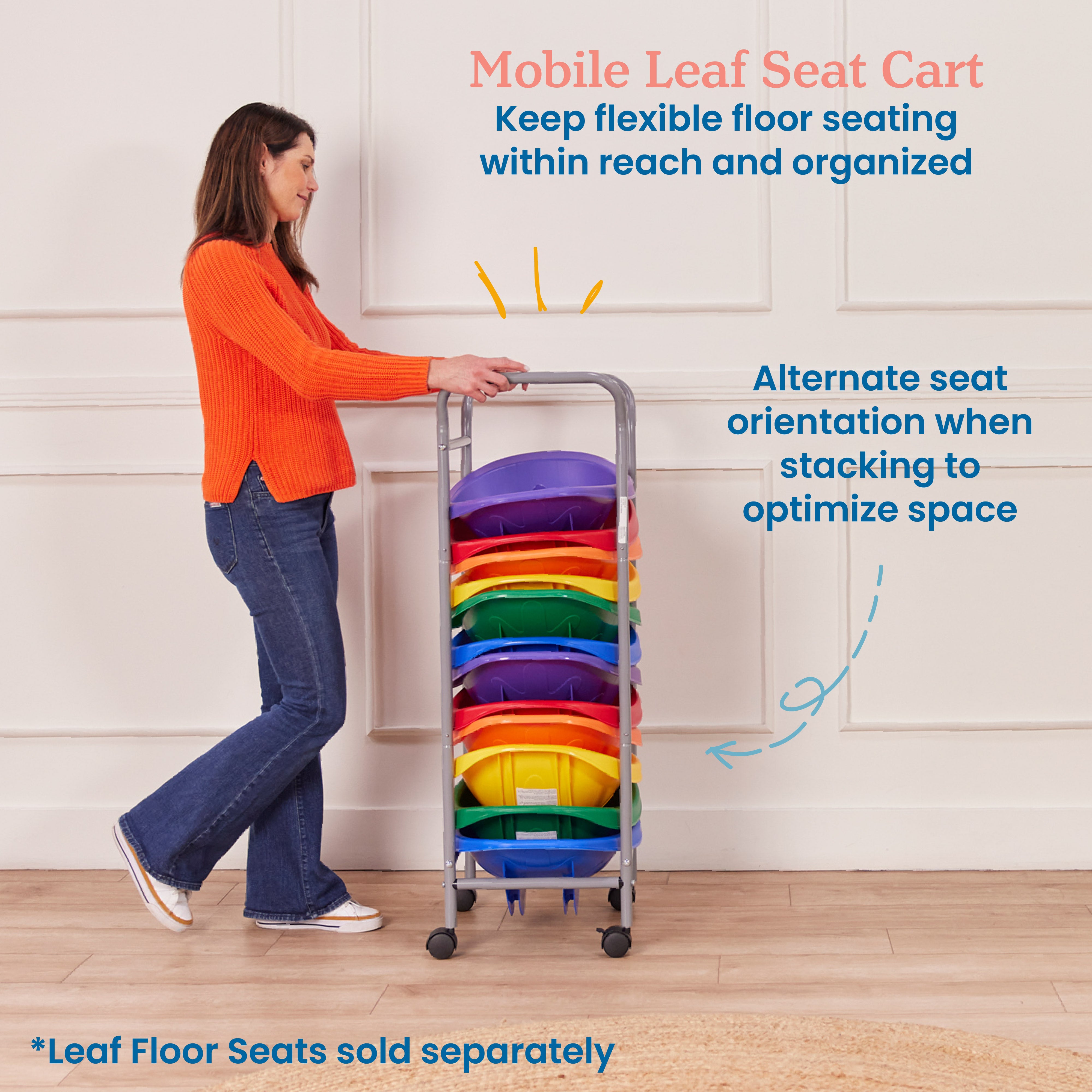 Mobile Leaf Seat Cart, Storage Trolley
