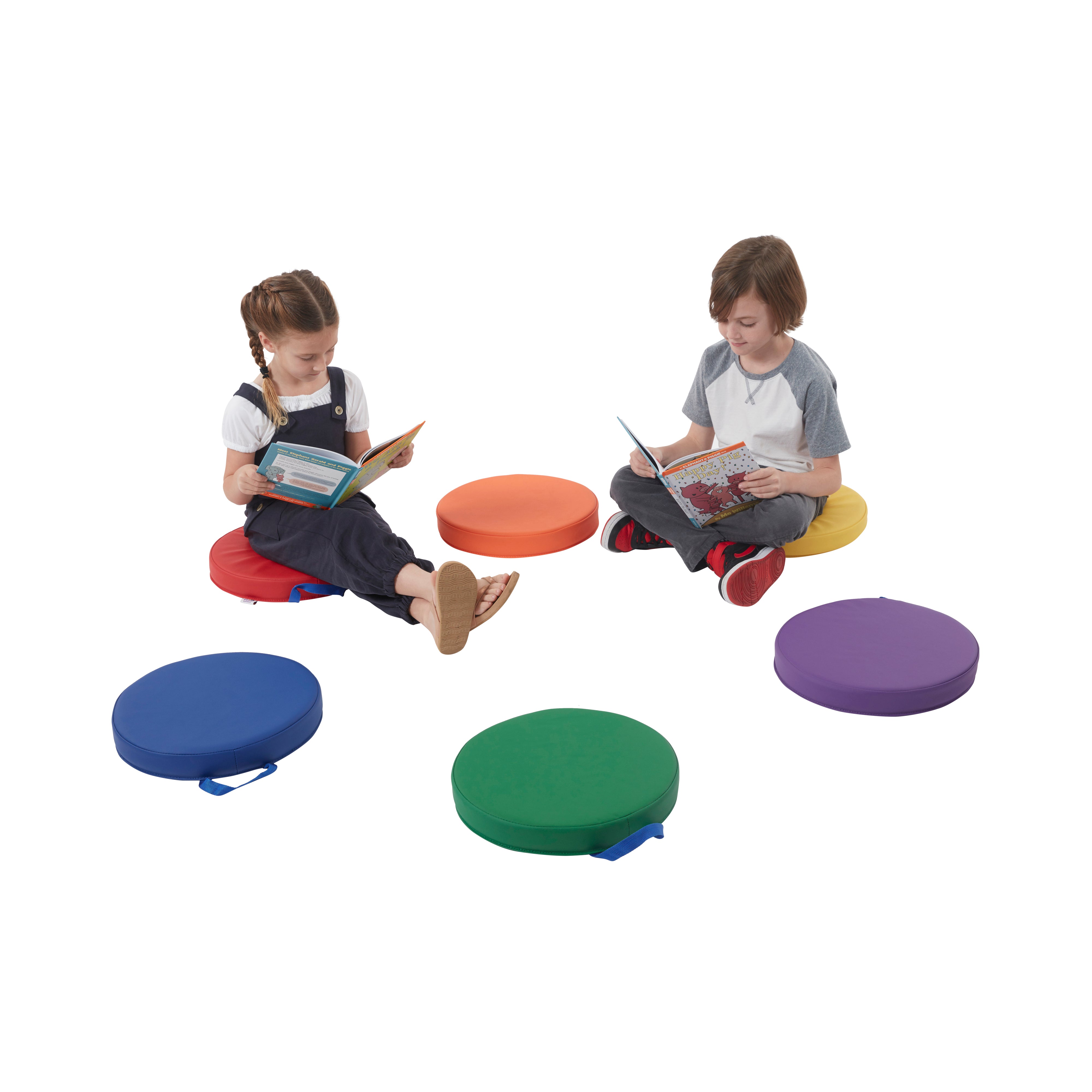 Preschool Cozy Reading Corner Package with Book Display, Storage Cabinet and Floor Cushions