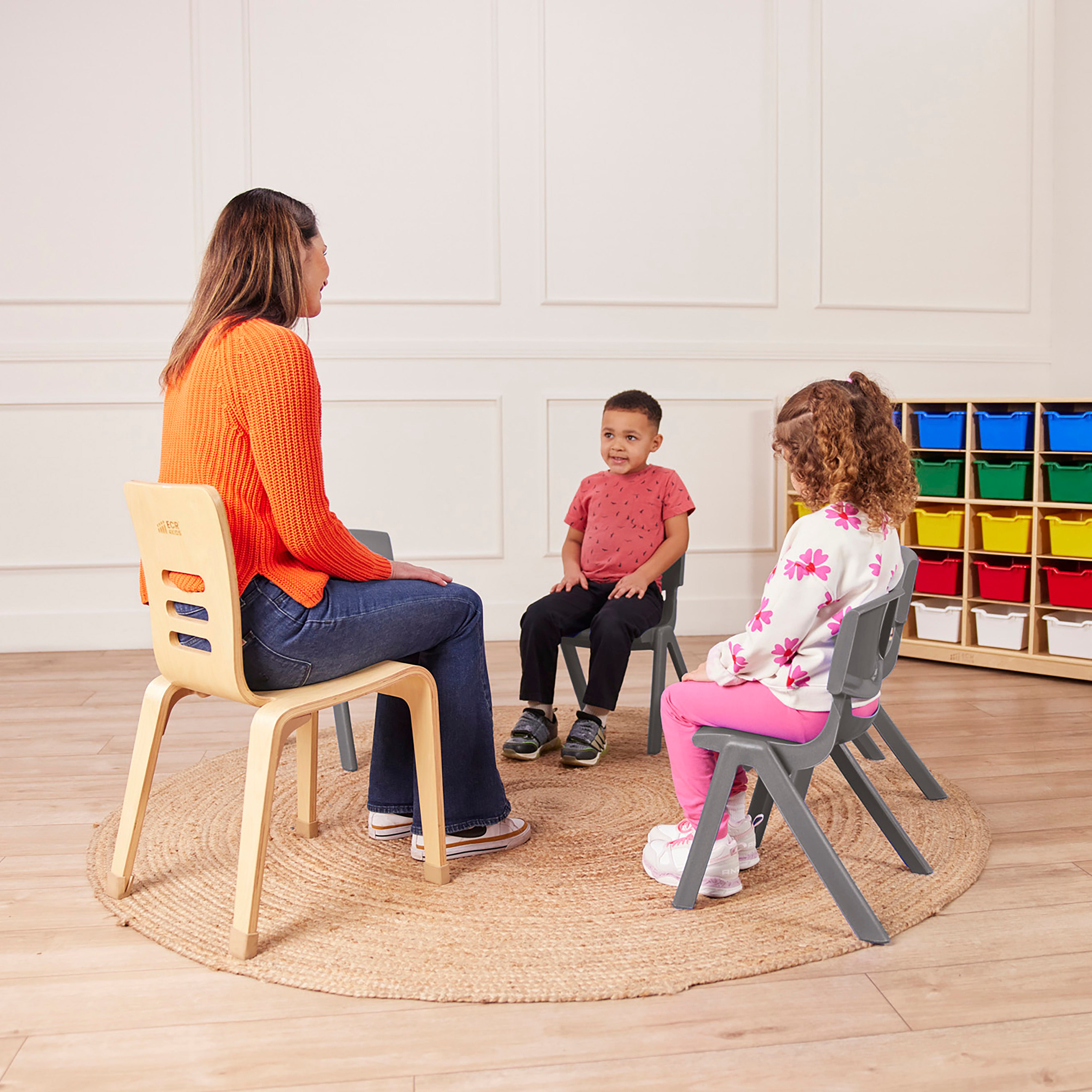 Plastic School Stack Chair for Indoors and Outdoors, Flexible Seating, 12in Seat Height, 4-Pack