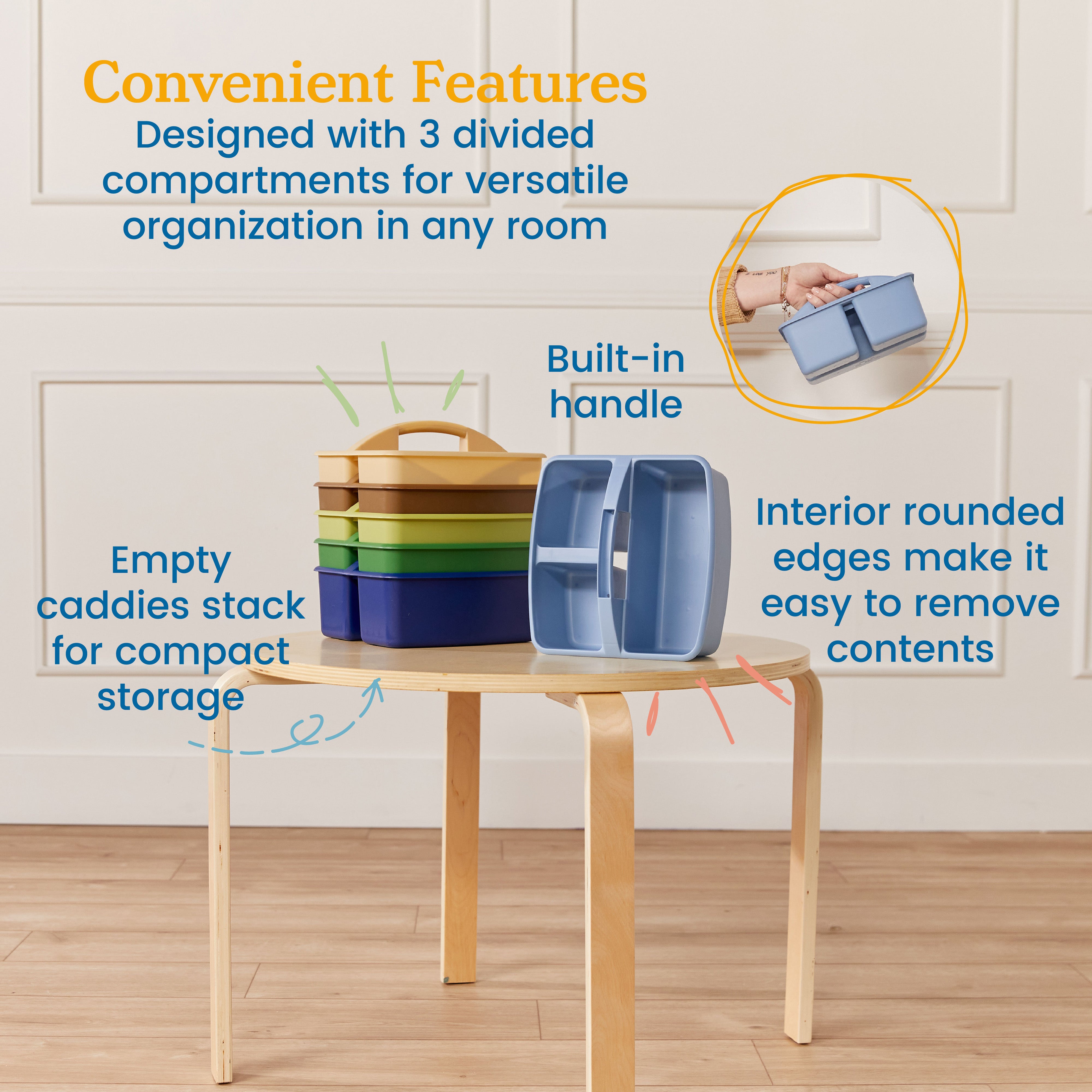 3-Compartment Storage Caddy, 6-Pack