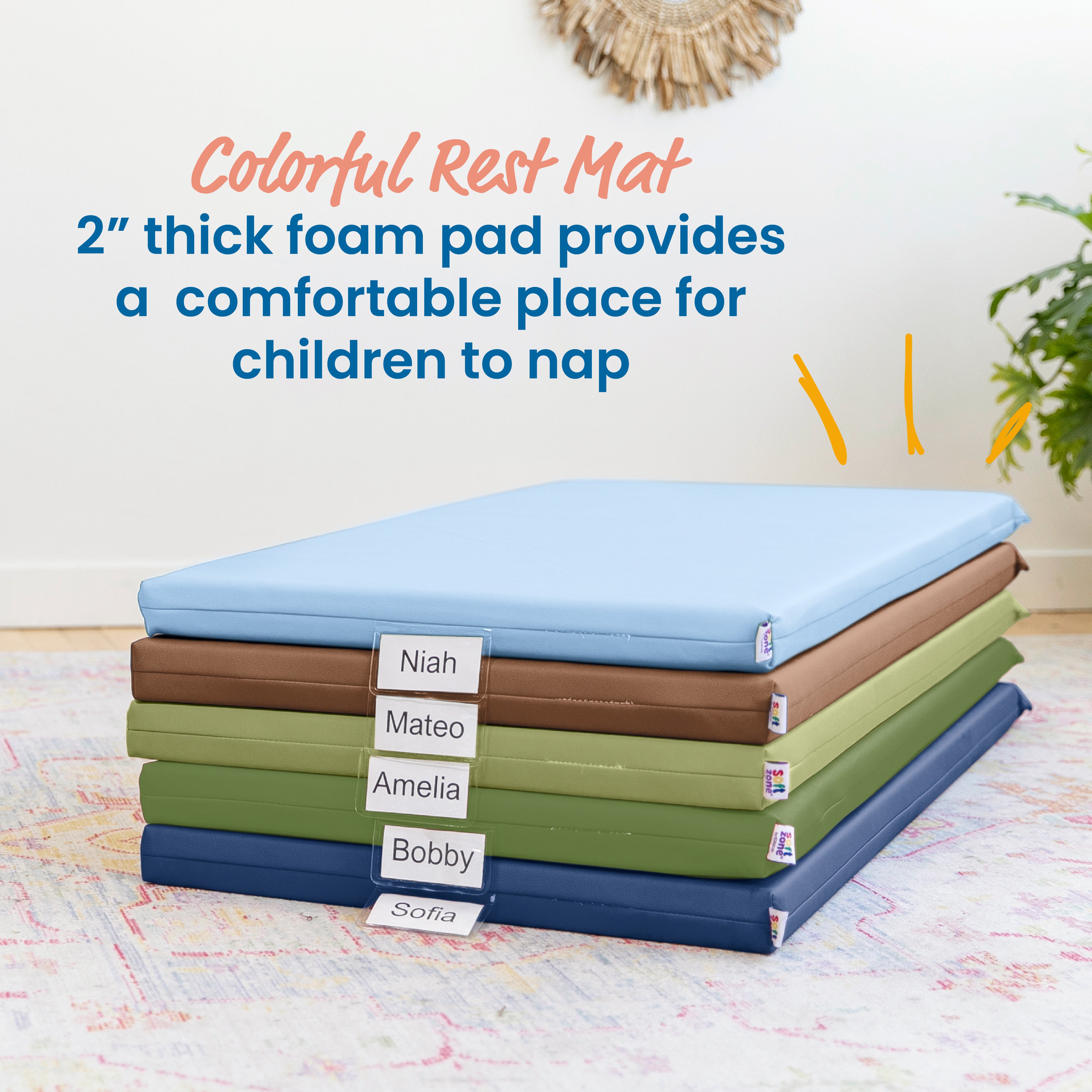 Rainbow Rest Mat with Name Tag, 5-Piece