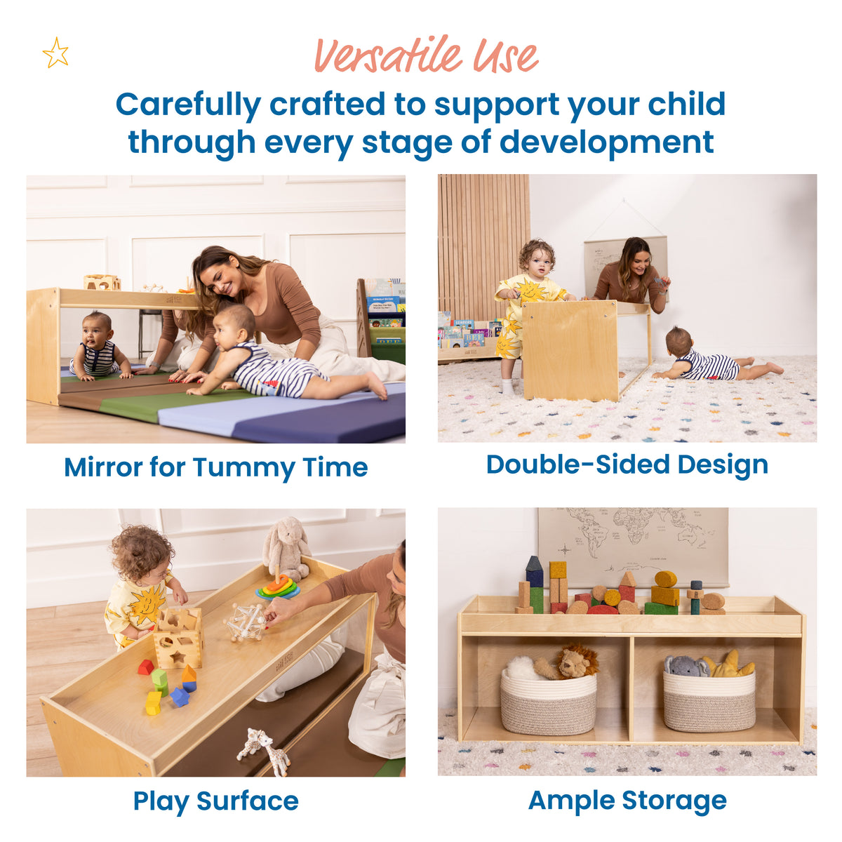 Double-Sided Storage Cabinet with Activity Top and Mirror