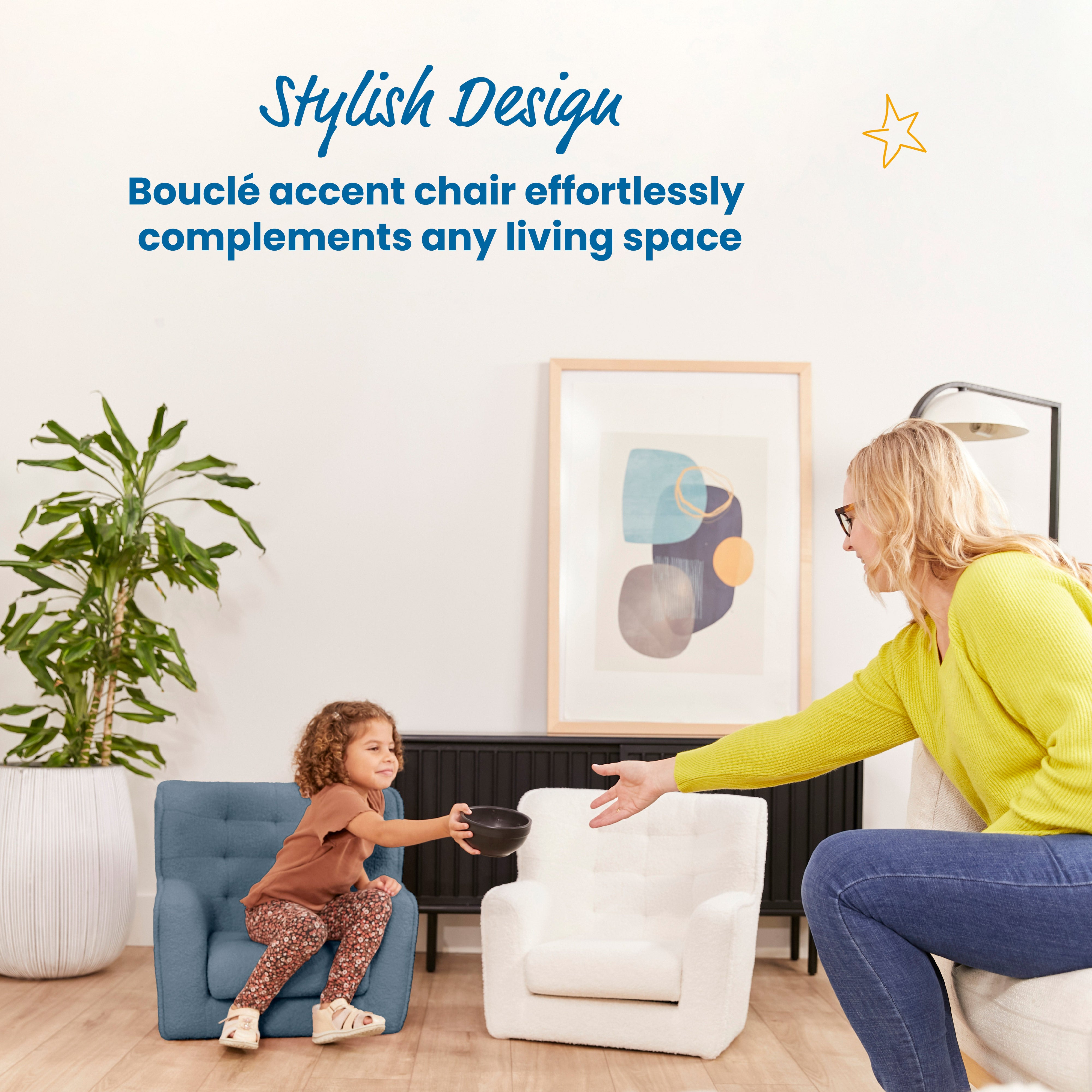 Mila Sherpa Toddler Arm Chair with Removable Wooden Legs