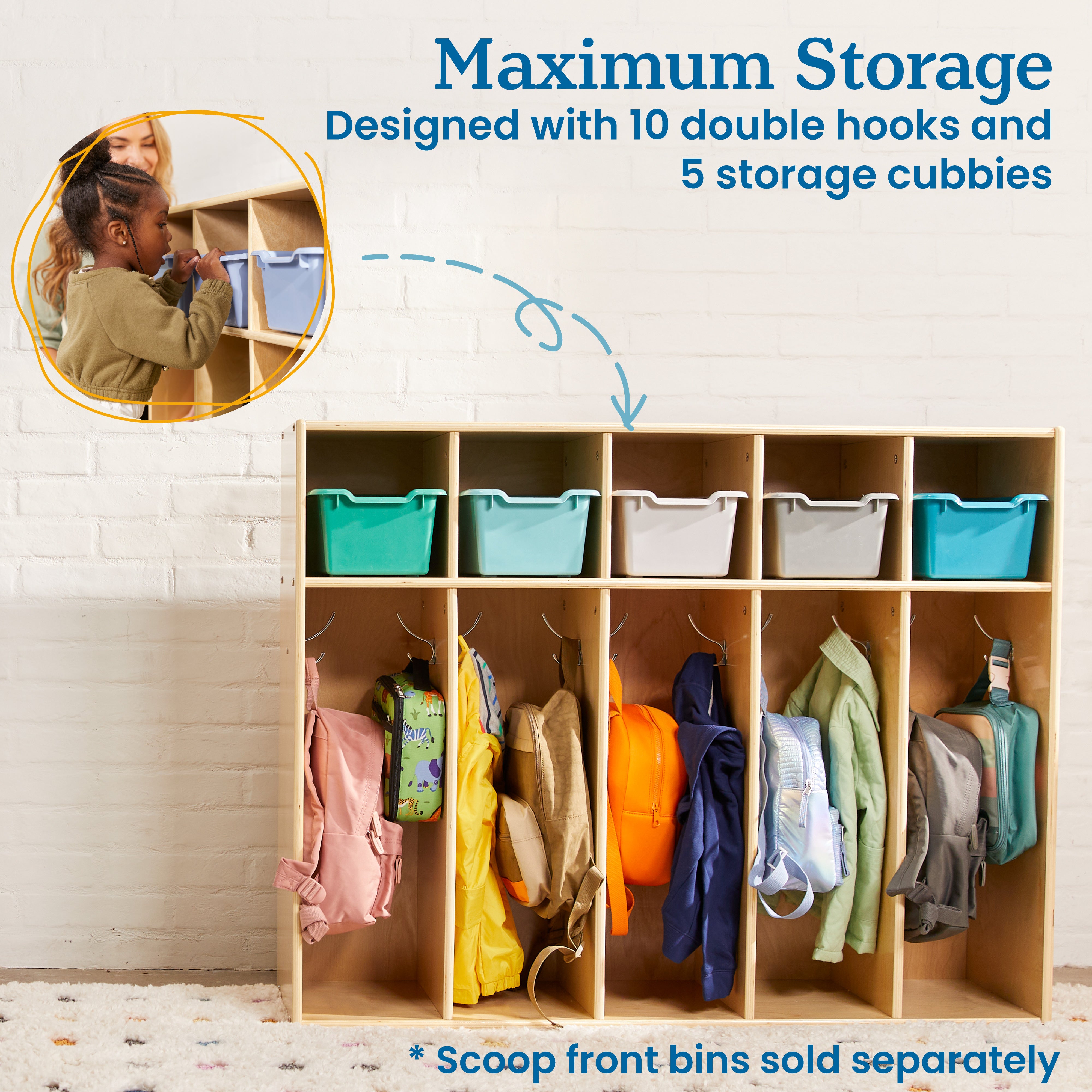 Streamline 5-Section Toddler Coat Locker
