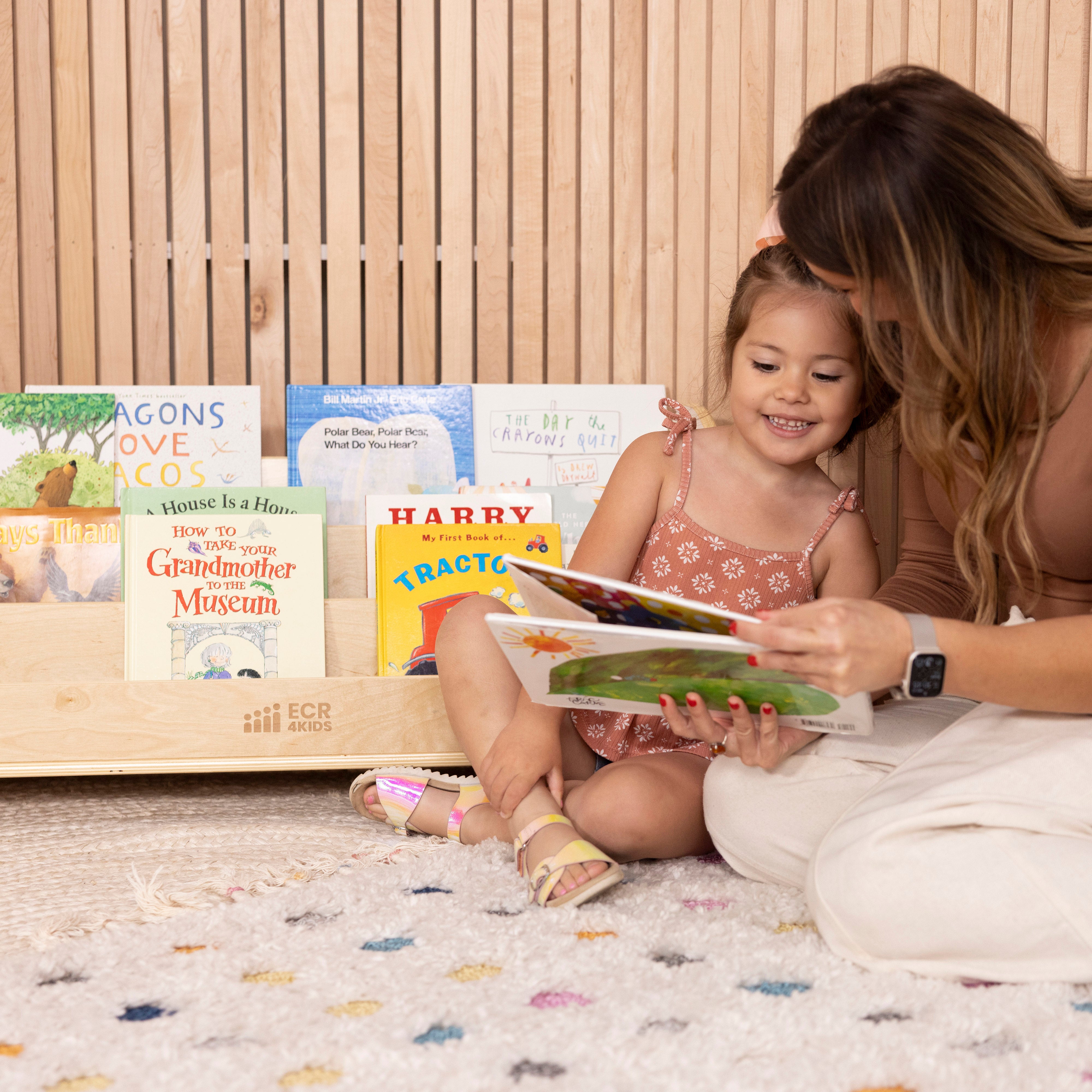 3-Shelf Floor Book Display with Handles