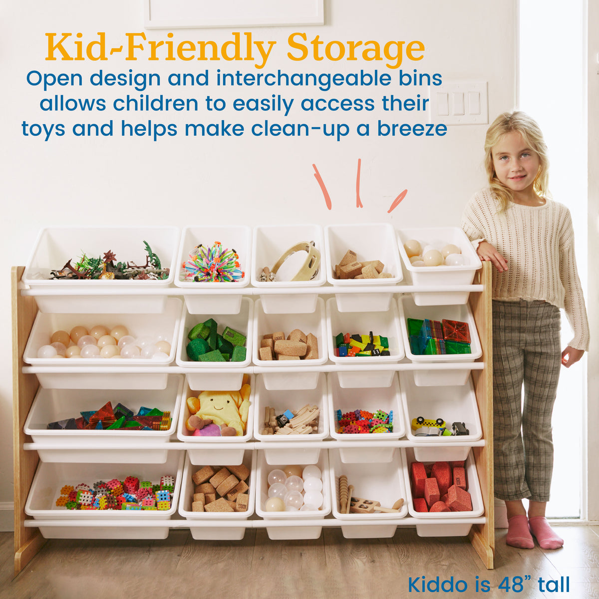 4-Tier Organizer with 20 Removable Plastic Bins, 4x5