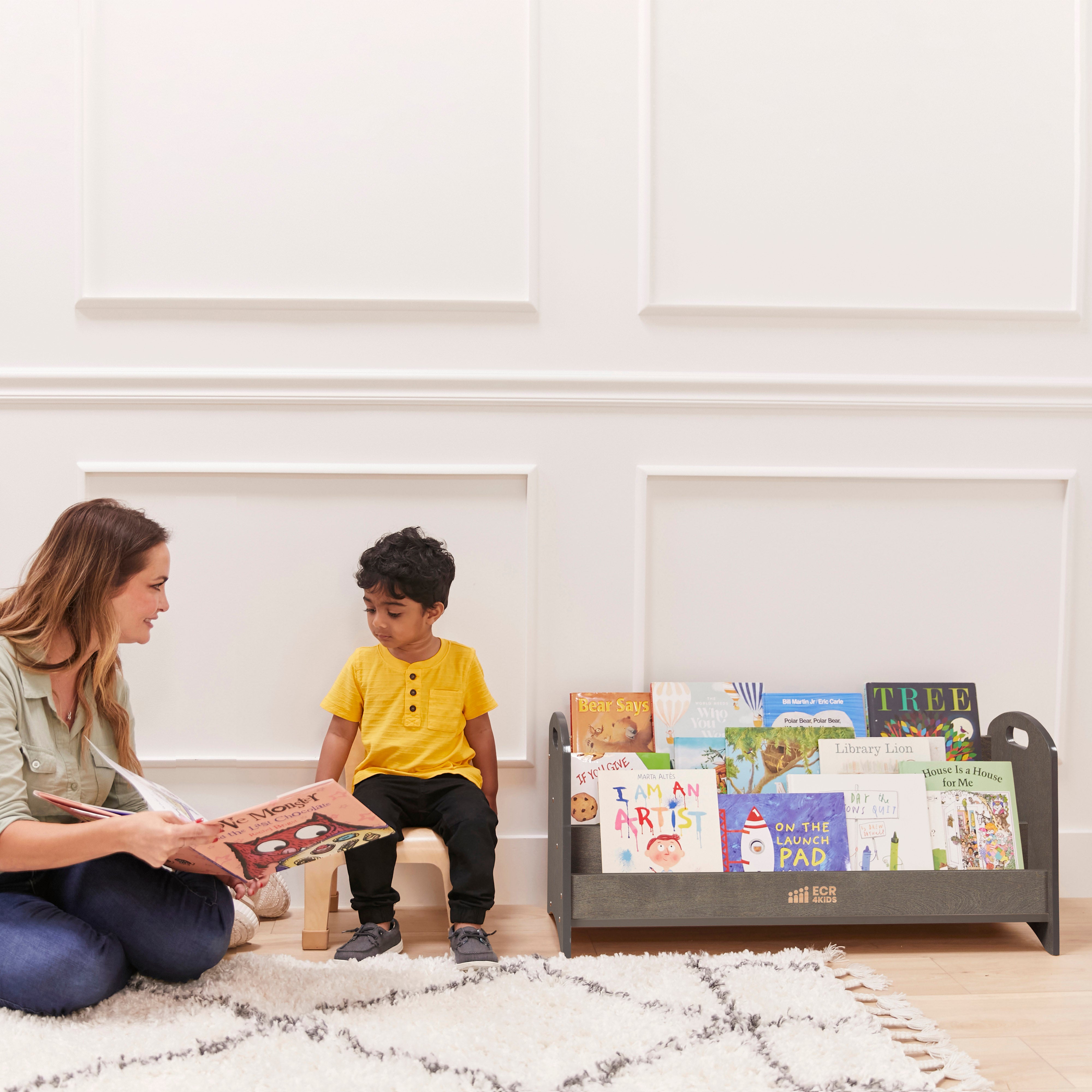 3-Shelf Floor Book Display with Handles