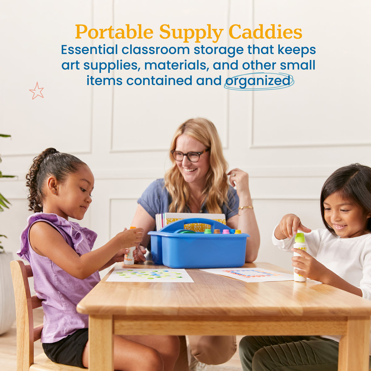 2-Compartment Large Plastic Caddy, 6-Pack