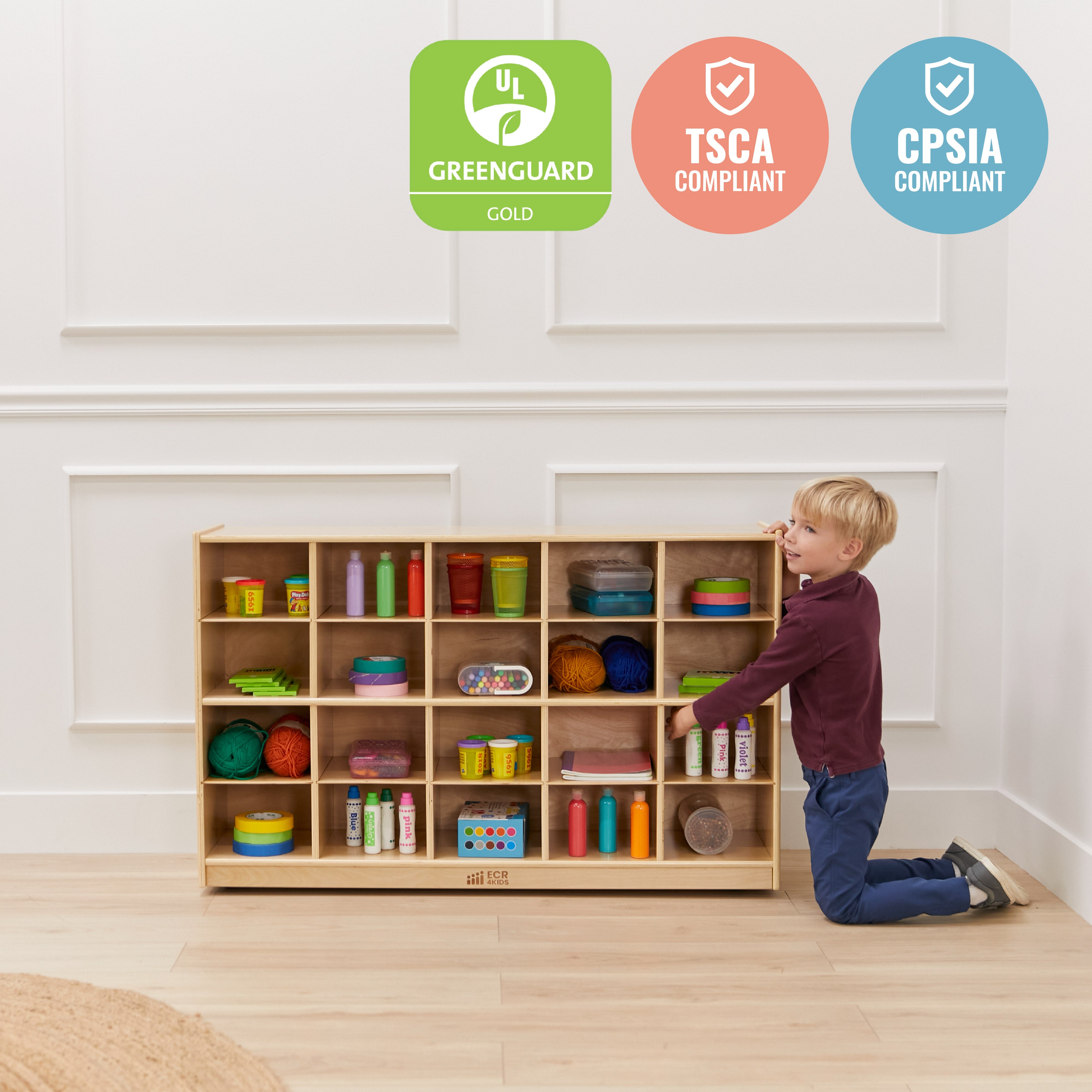 20 Cubby Mobile Tray Storage Cabinet, 4x5