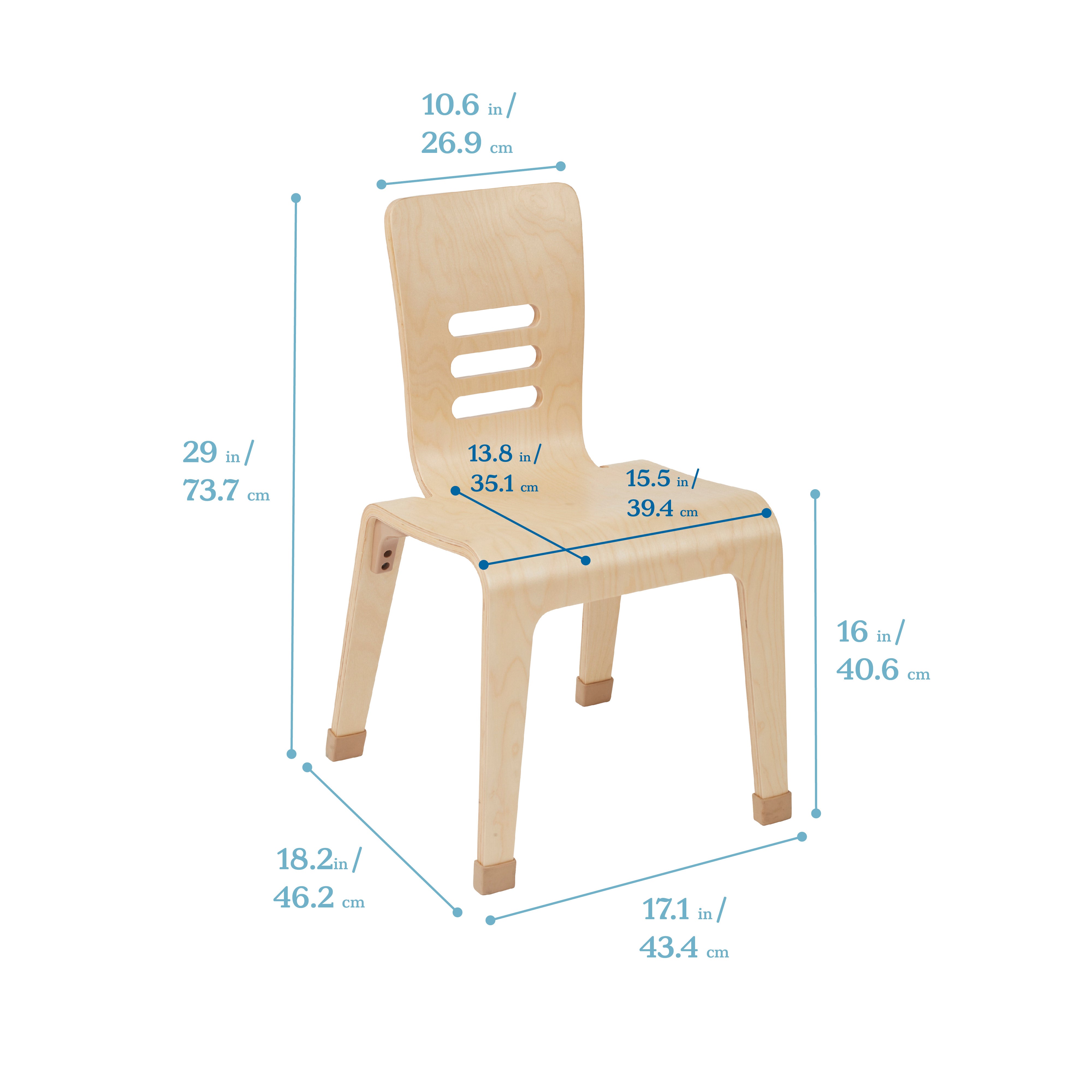 Bentwood Chair, 16in Seat Height, 2-Pack