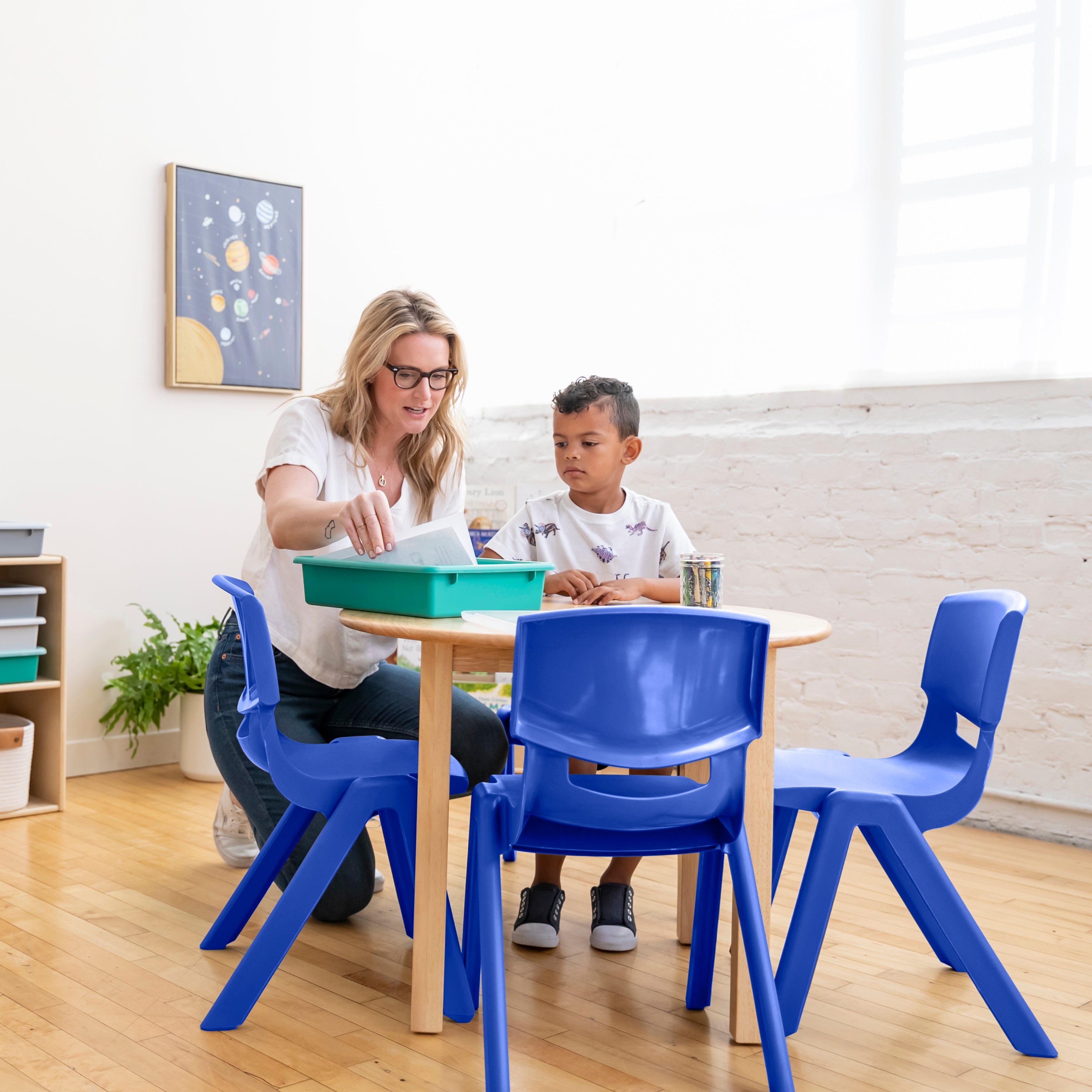 14in Plastic School Stack Chair, 4-Pack