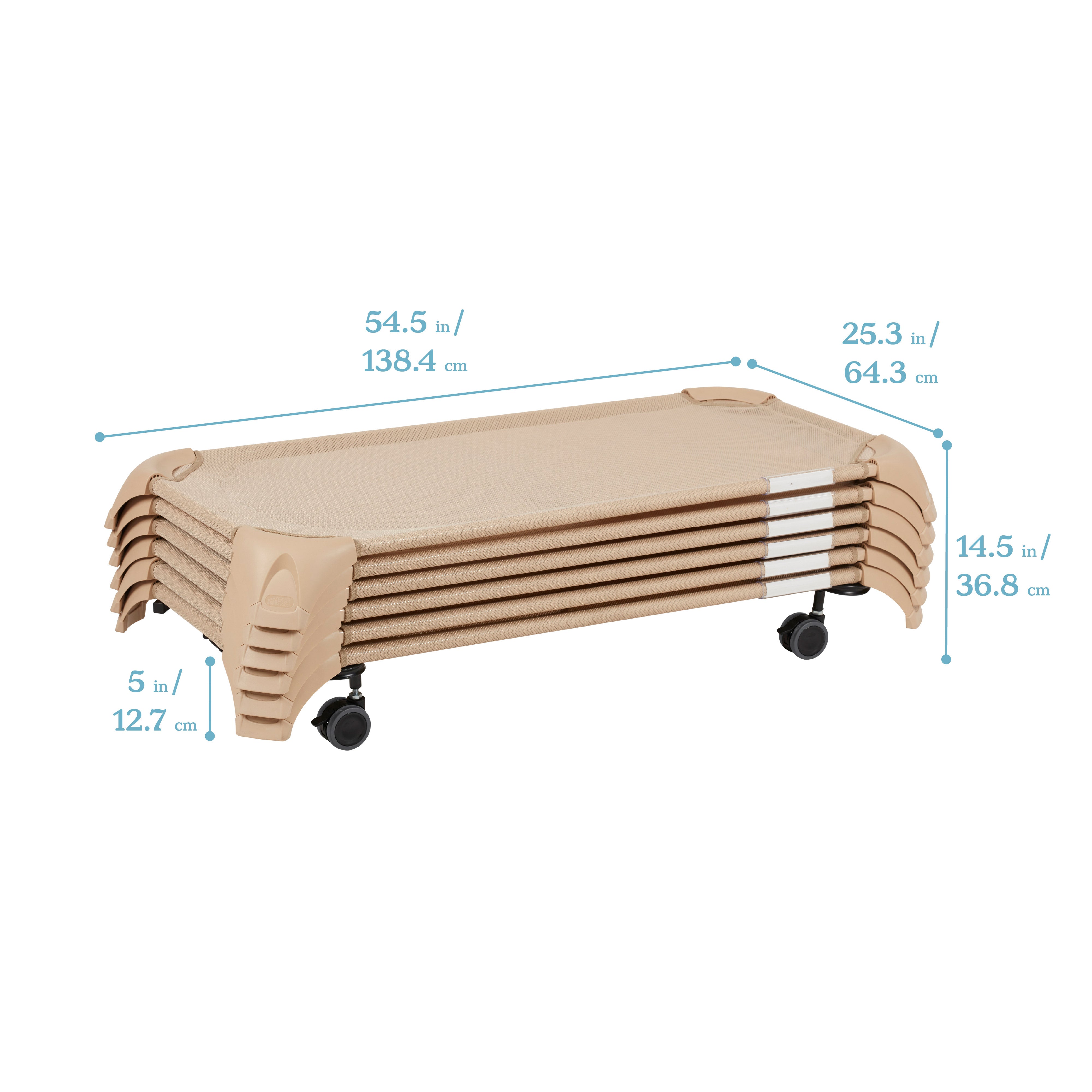 Stackable Cozy Cots with Universal Cot Trolley, 6-Pack