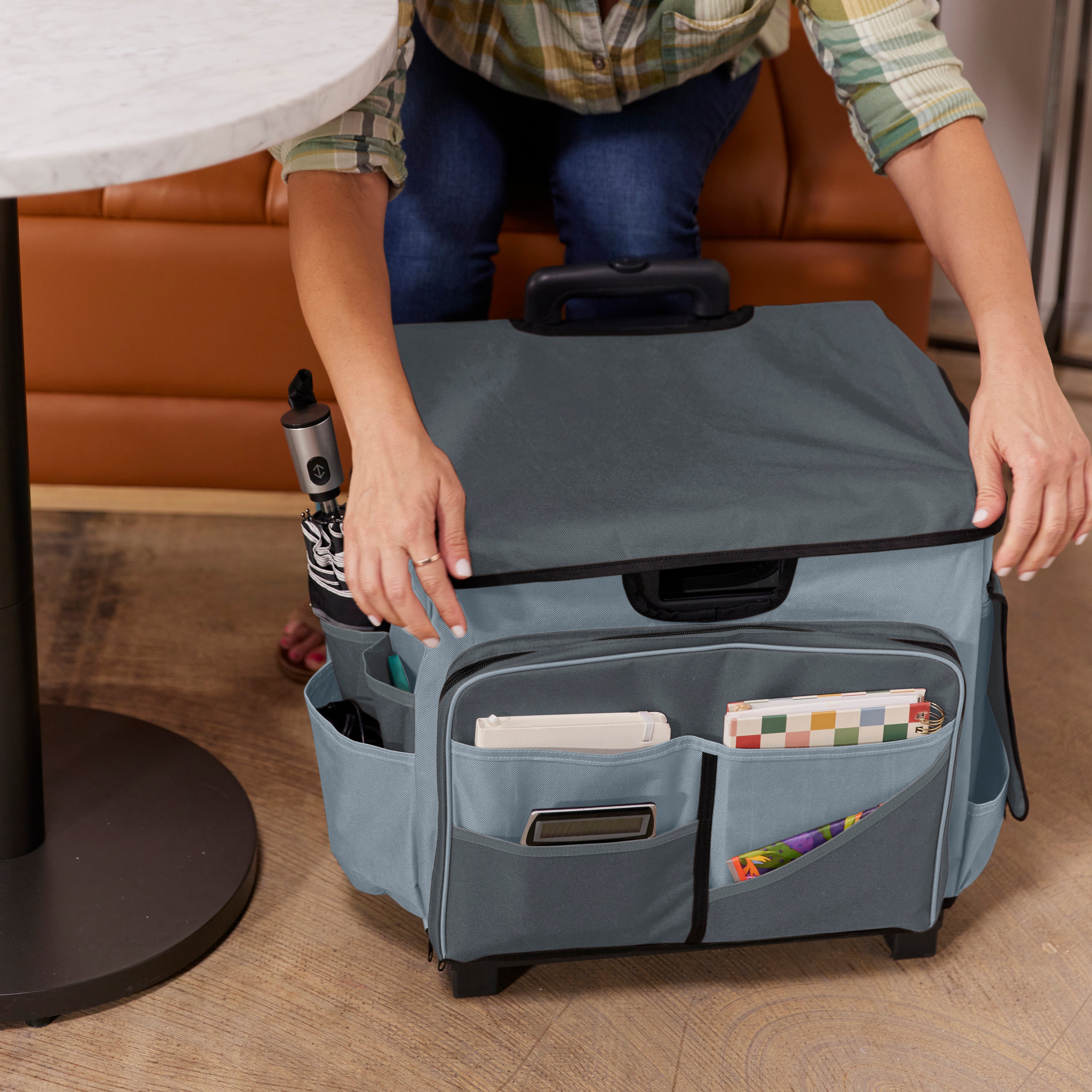 Universal Rolling Cart with Canvas Organizer Bag, Mobile Storage