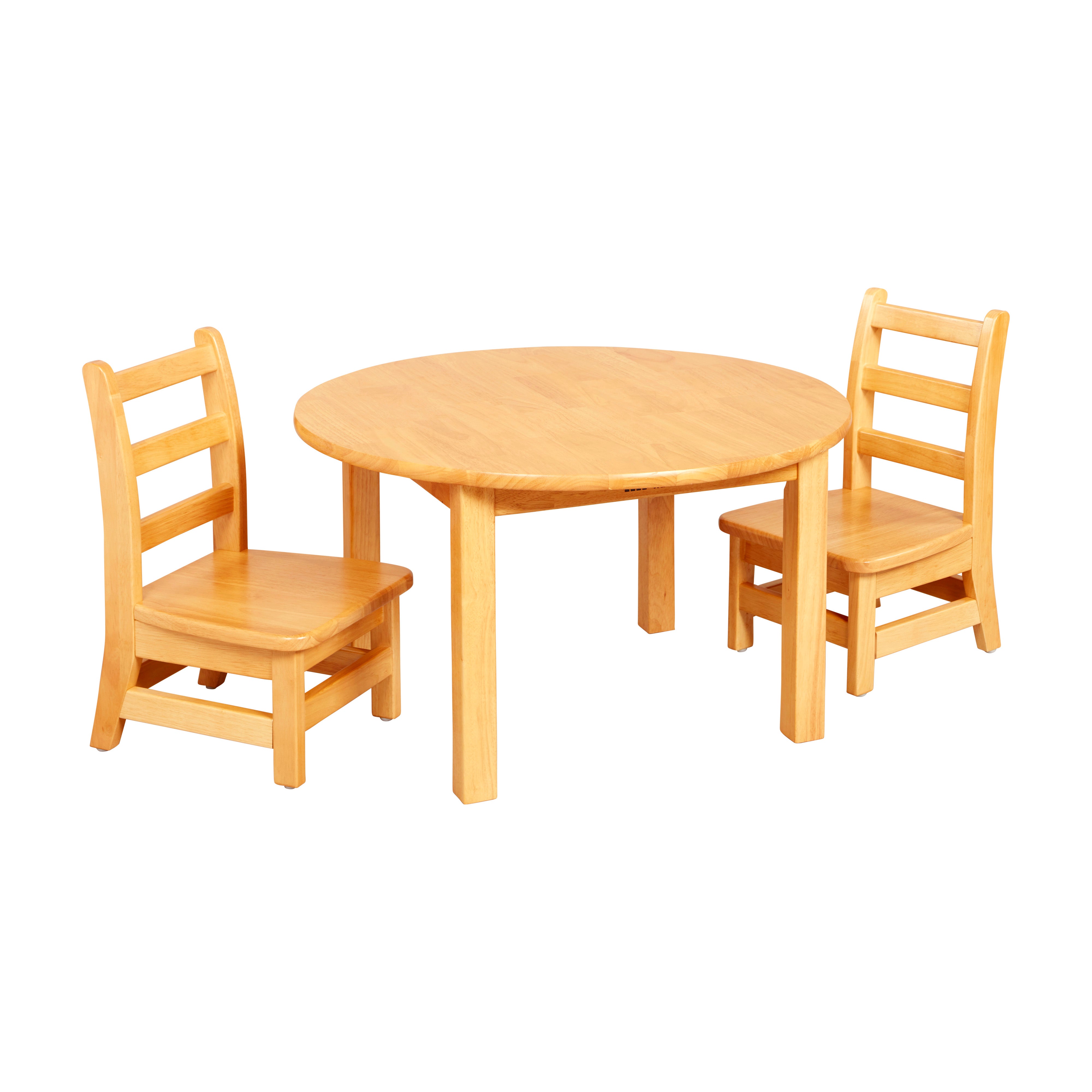 30in D Round Hardwood Table with 16in Legs and Two 8in Chairs, 3-Piece