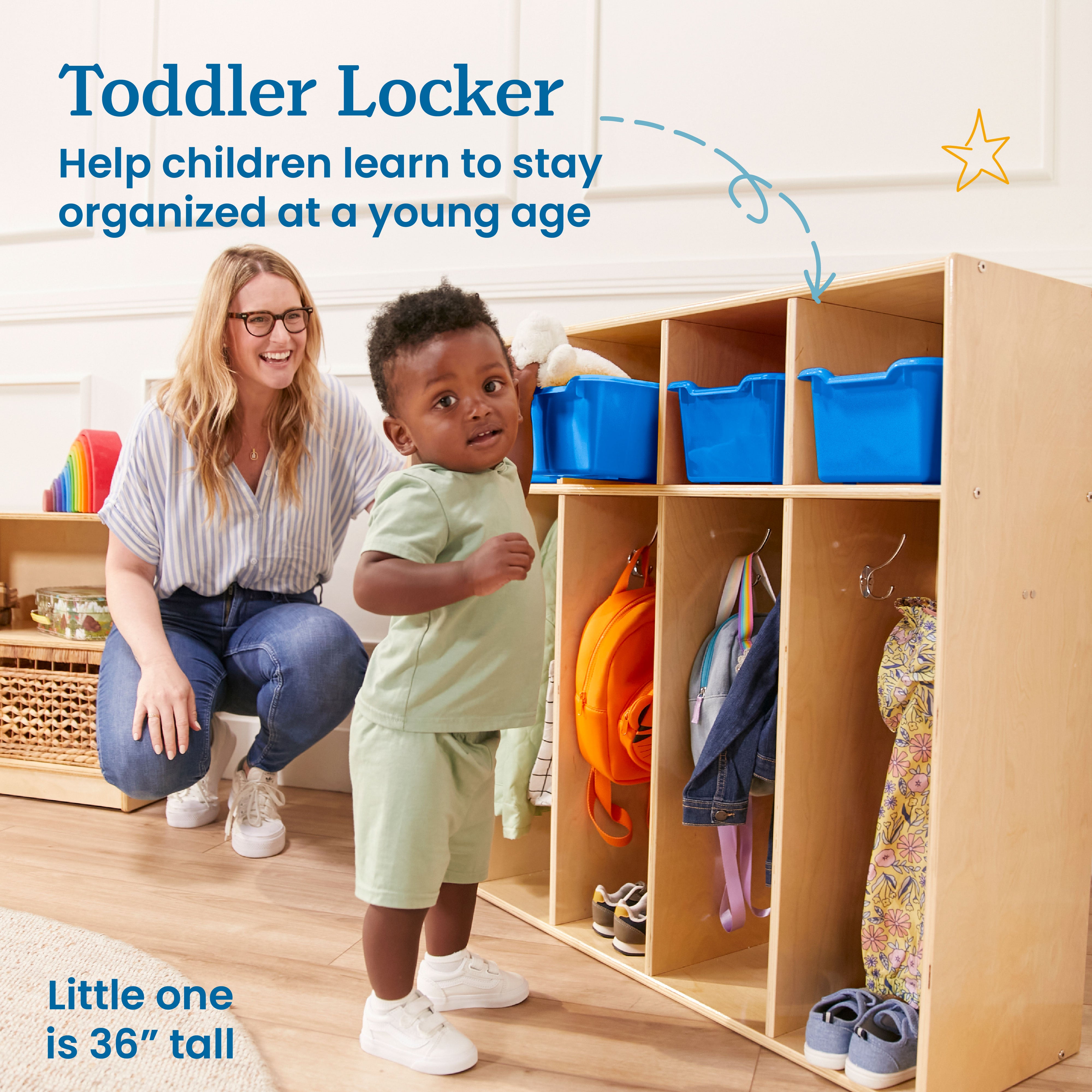 Streamline 5-Section Toddler Coat Locker and 5 Scoop Front Bins