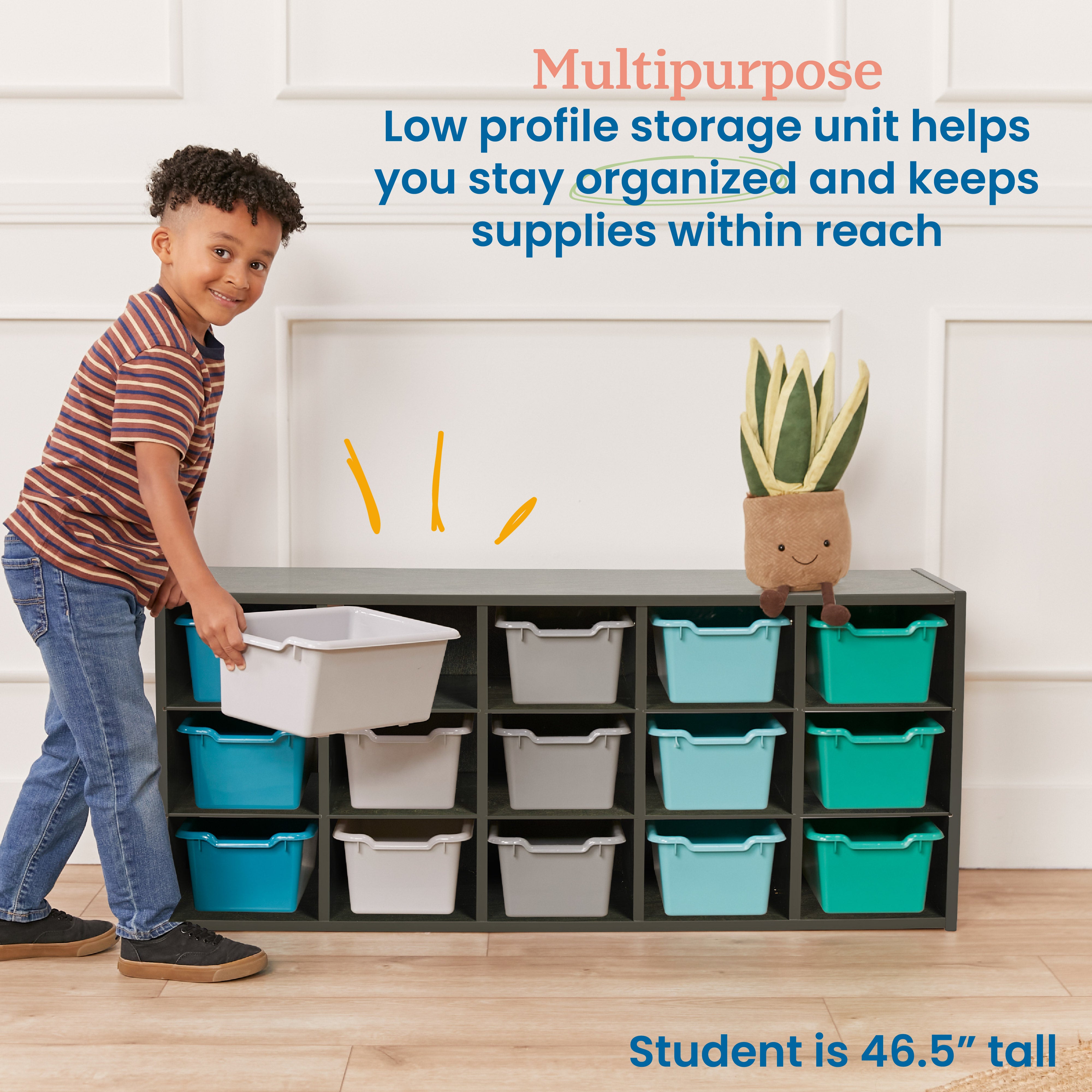 Streamline 15 Cubby Tray Cabinet and 15 Scoop Front Bins, 3x5