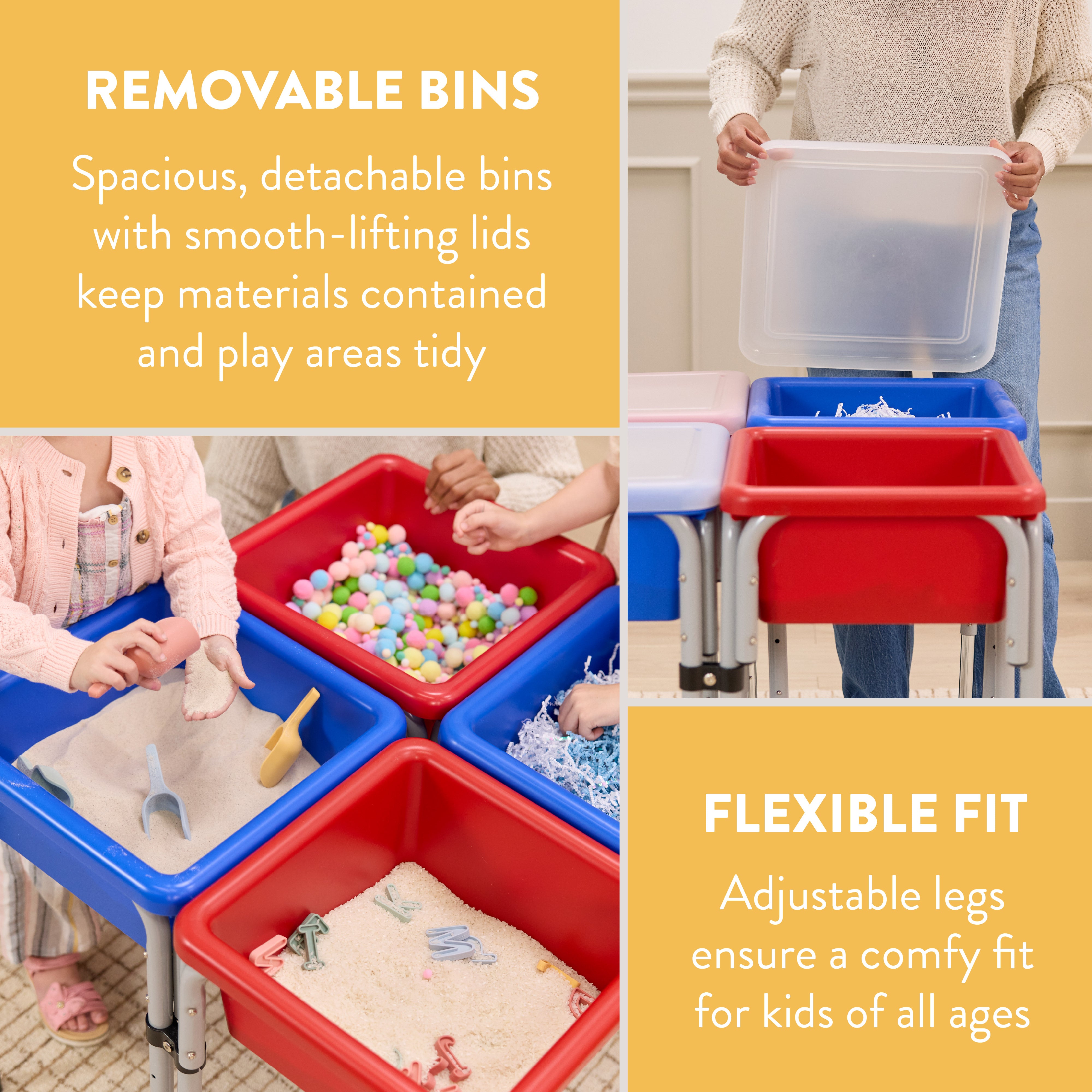 Adjustable Quad Sensory Tables with Lids