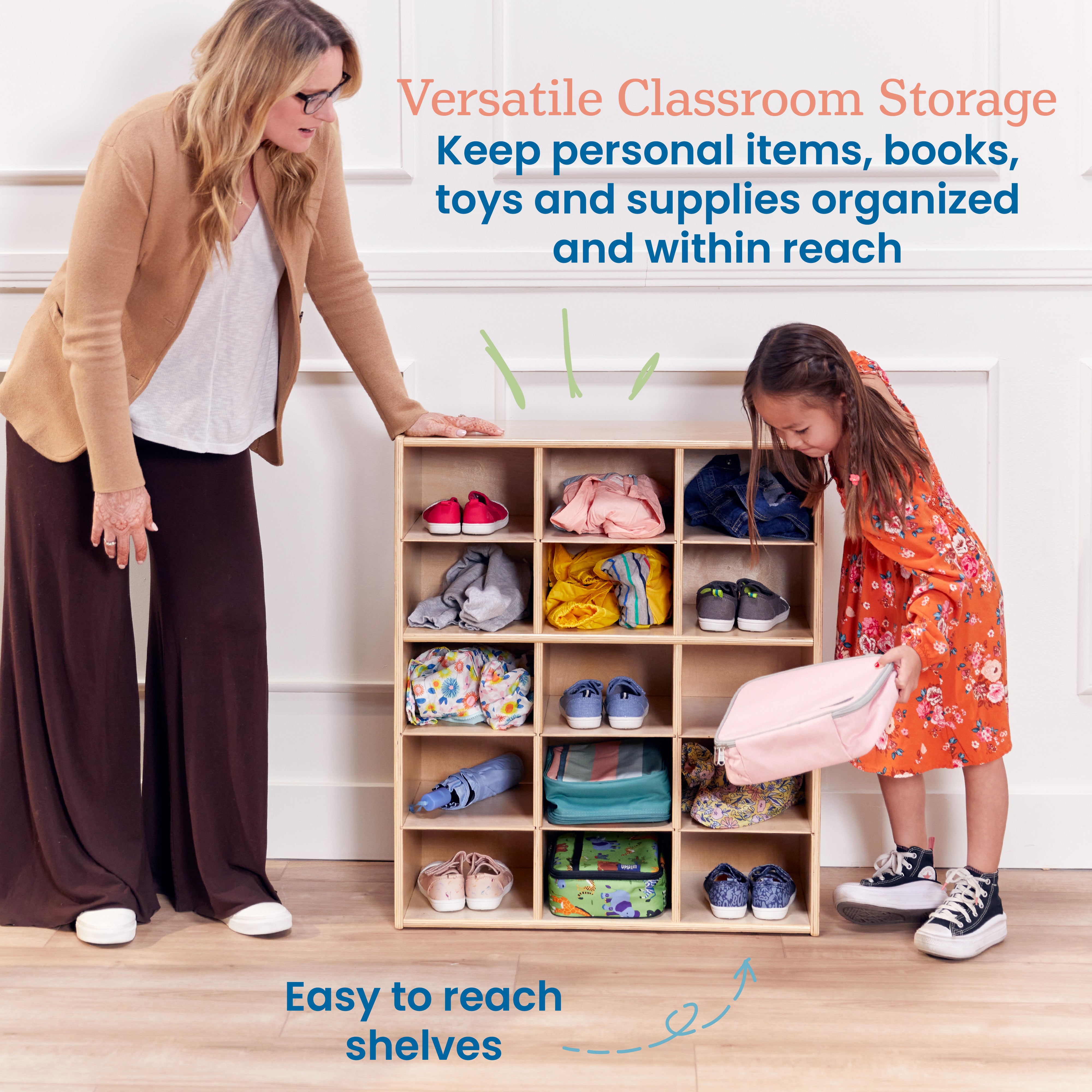 Streamline 15 Cubby Tray Storage Cabinet, 5x3