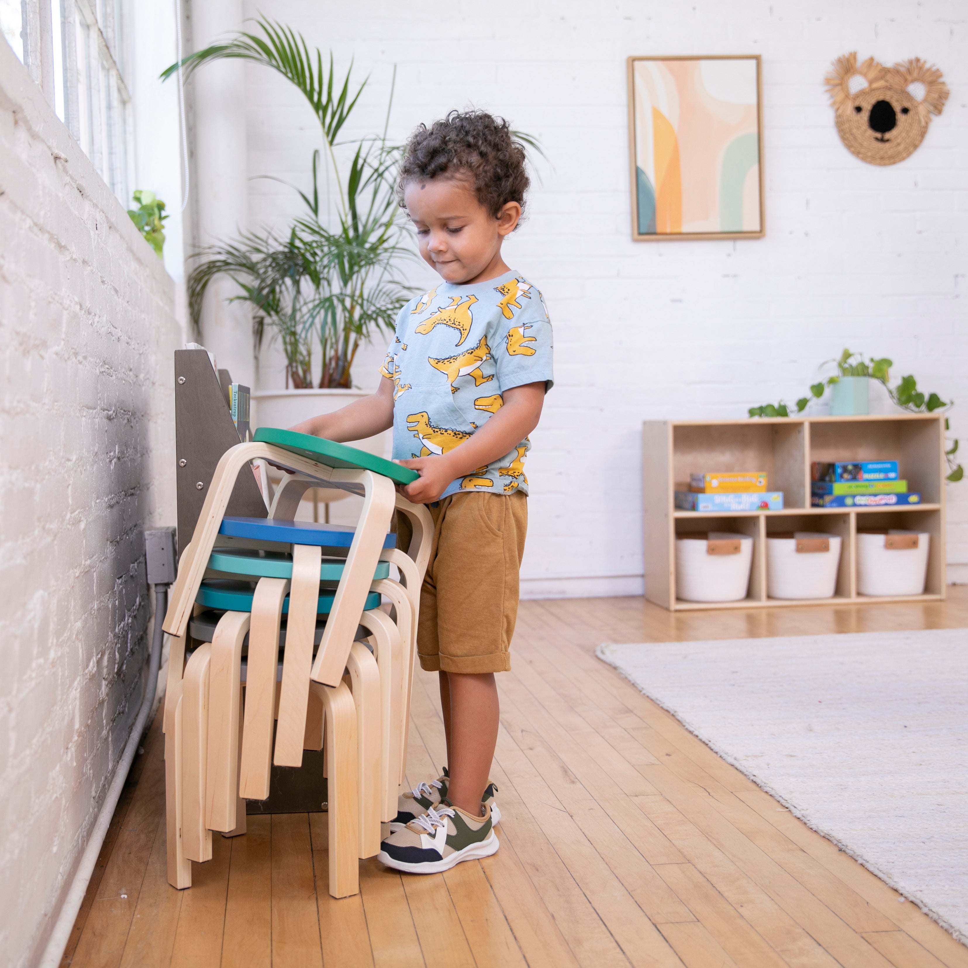 Bentwood Stackable Stools, 6-Piece