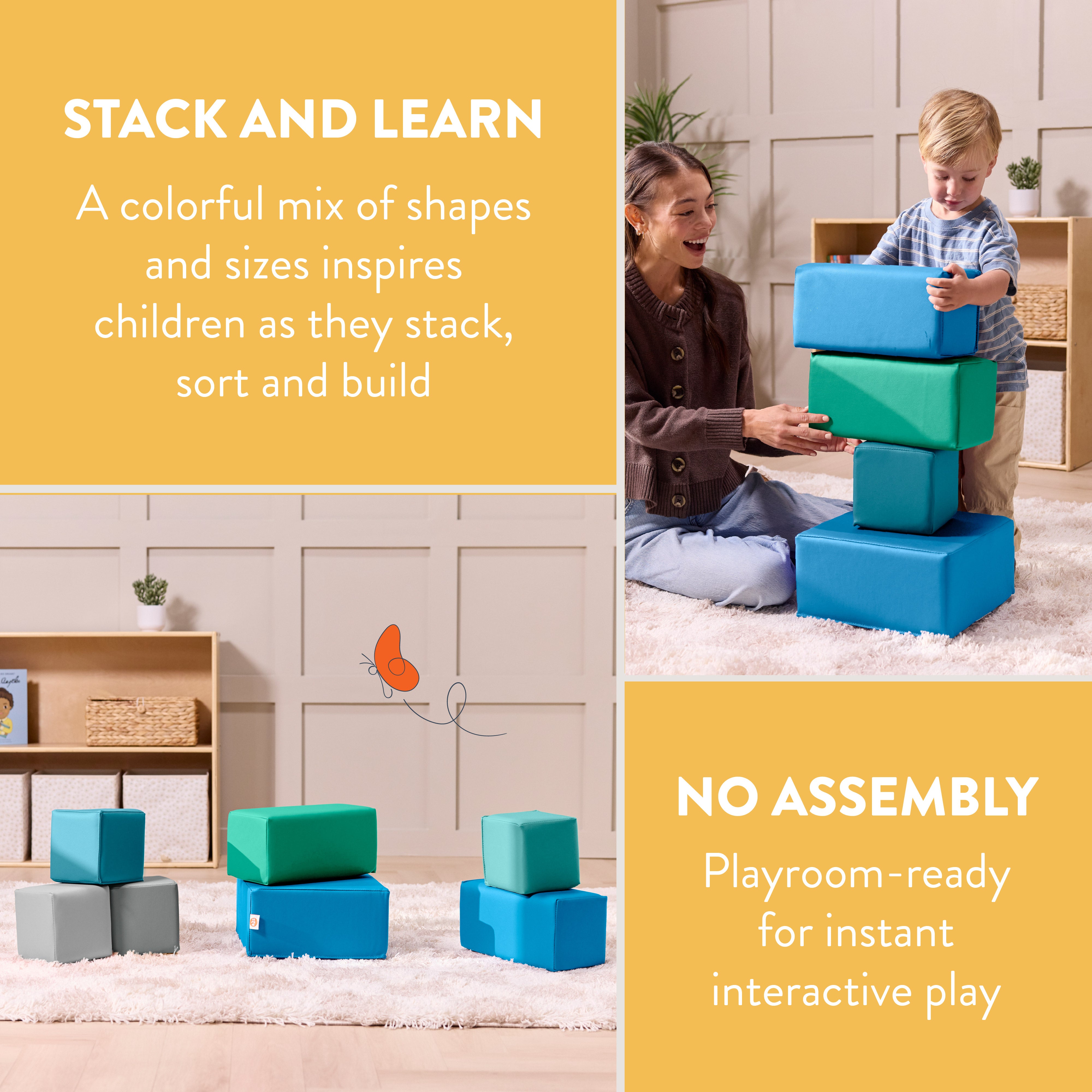 EarlyBuilder Foam Stacking Block Set, Small, 7-Piece