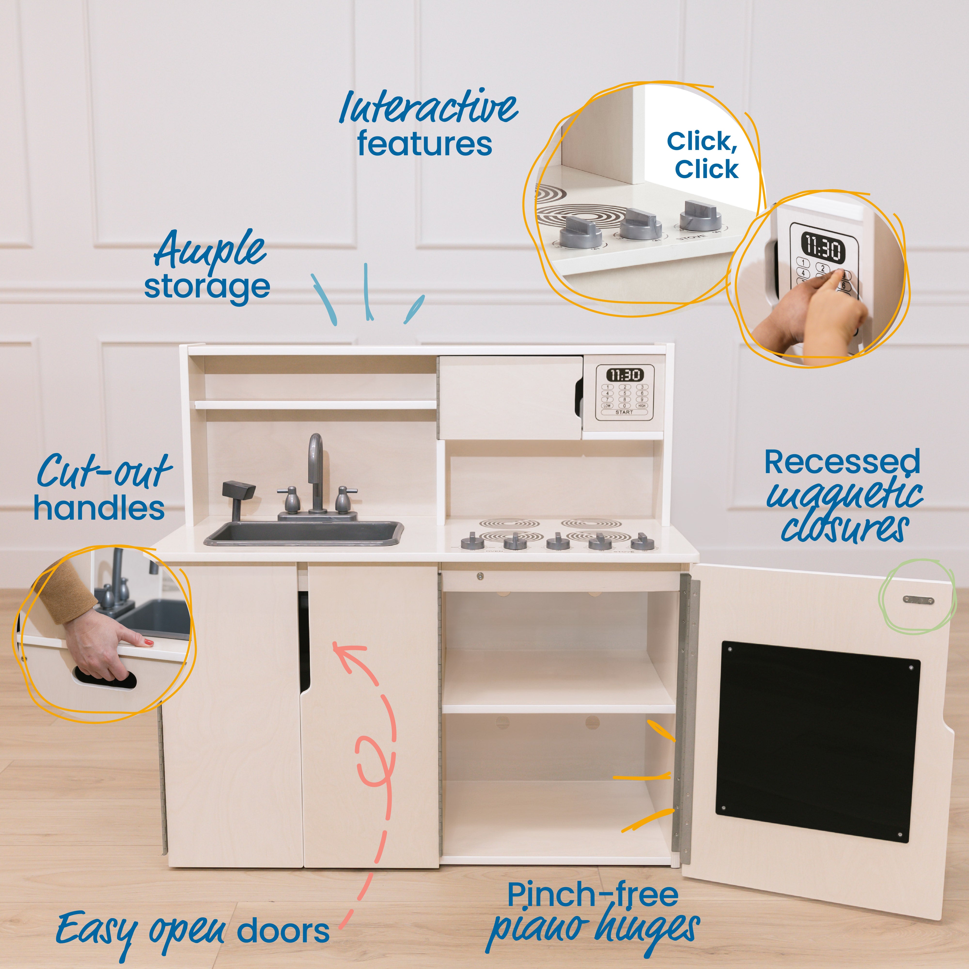 4-in-1 Kitchen, Sink, Stove, Oven, Microwave and Storage