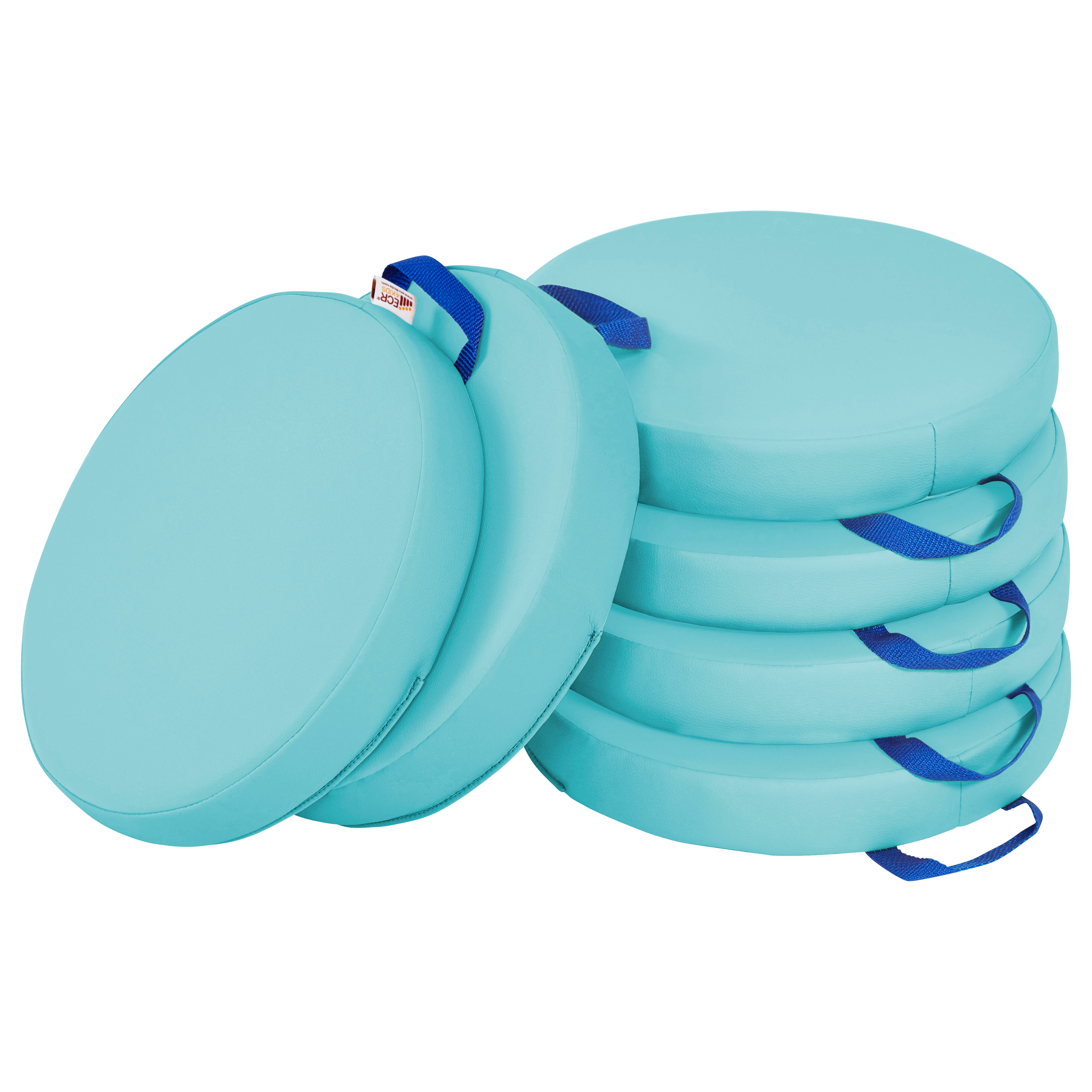 Round Floor Cushions with Handle, 6-Piece