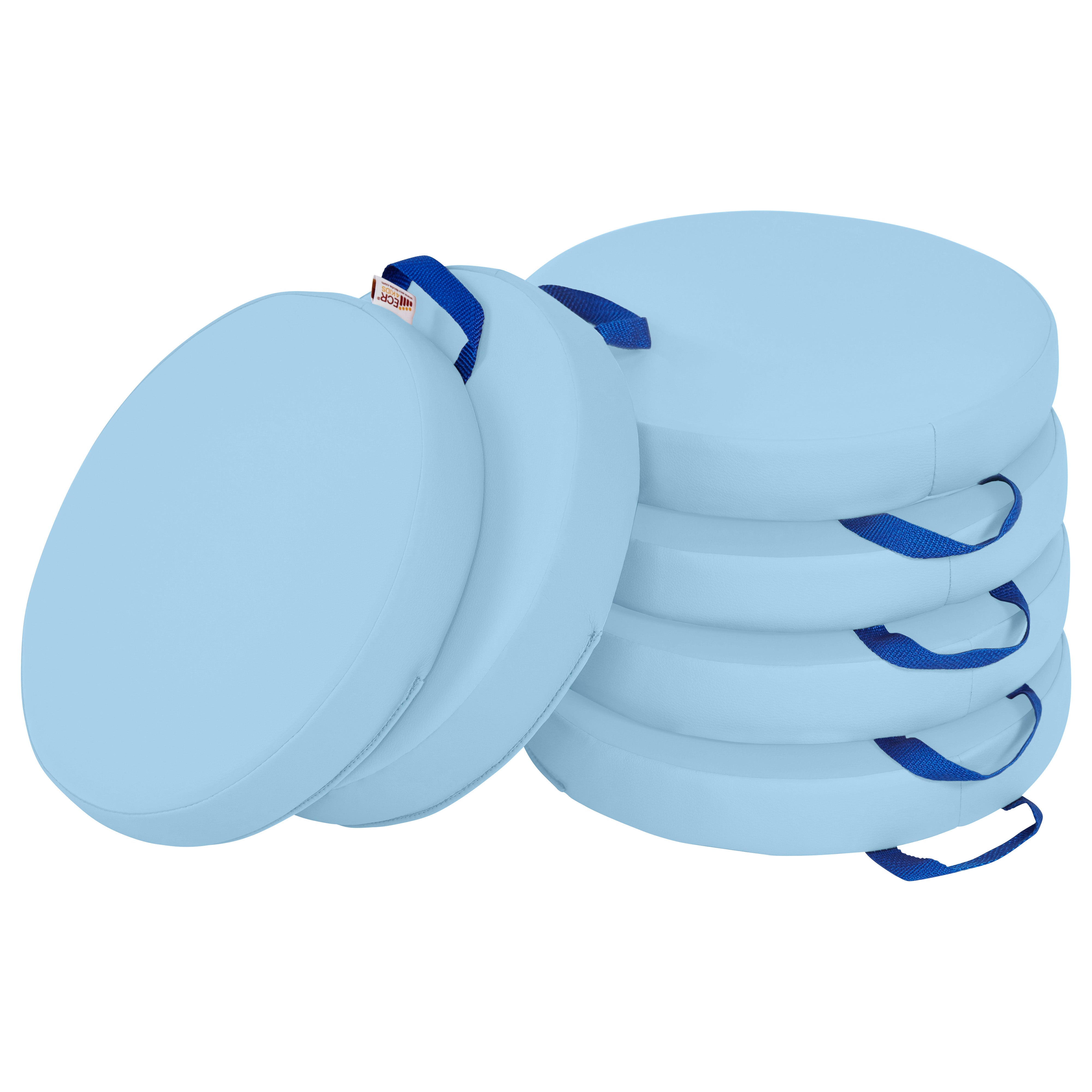 Round Floor Cushions with Handles, 6-Piece