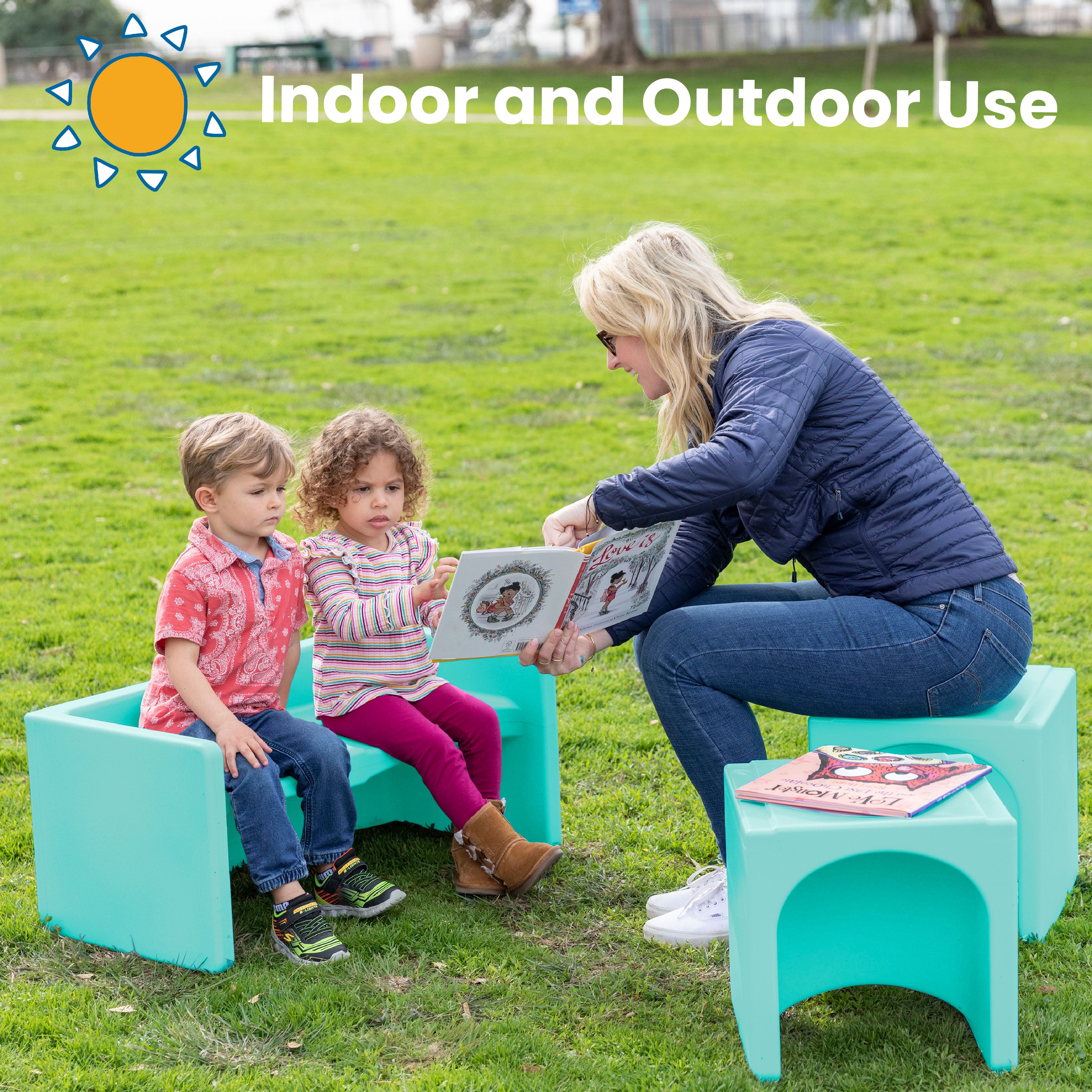 Tri-Me Table and Cube Chair Set, 3-Piece