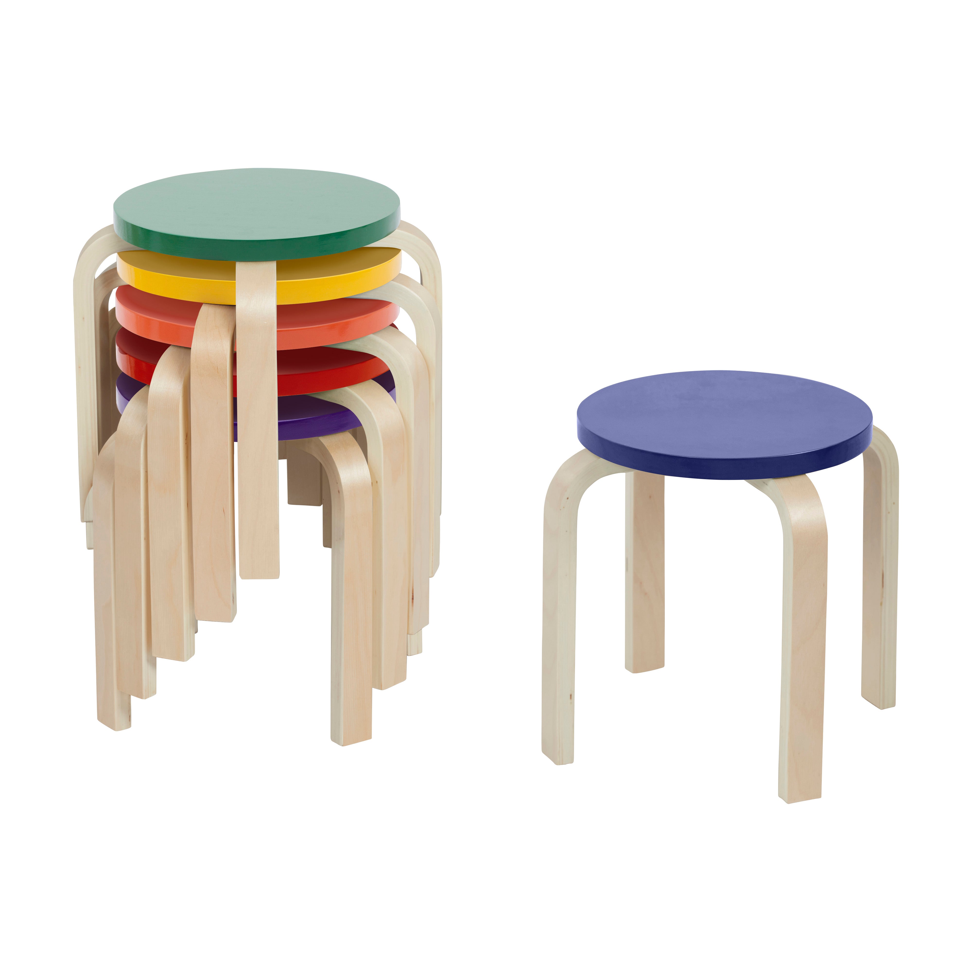 Bentwood Stackable Stools, 6-Piece - Main Image