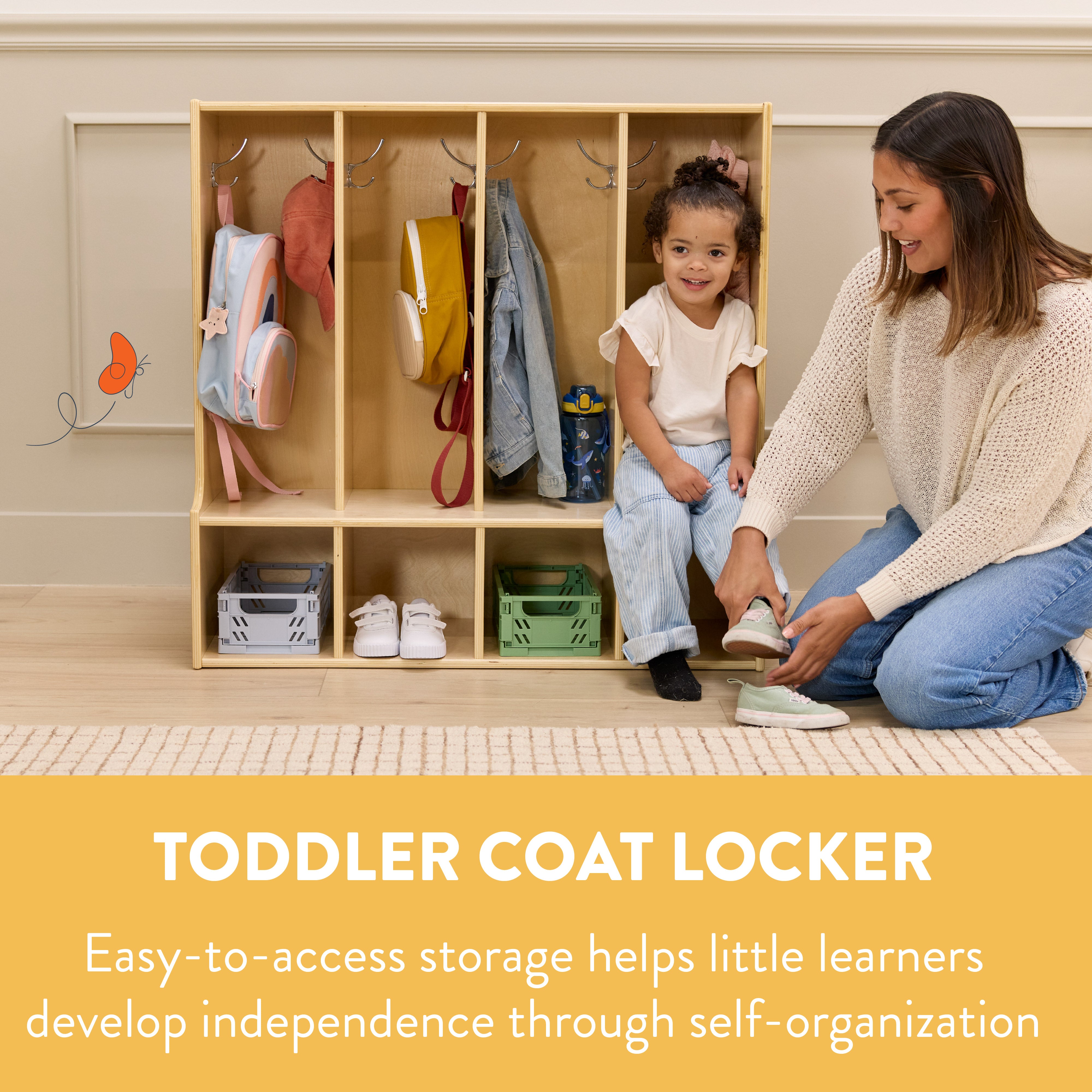 Sleekline 4-Section Toddler Coat Locker with Bench