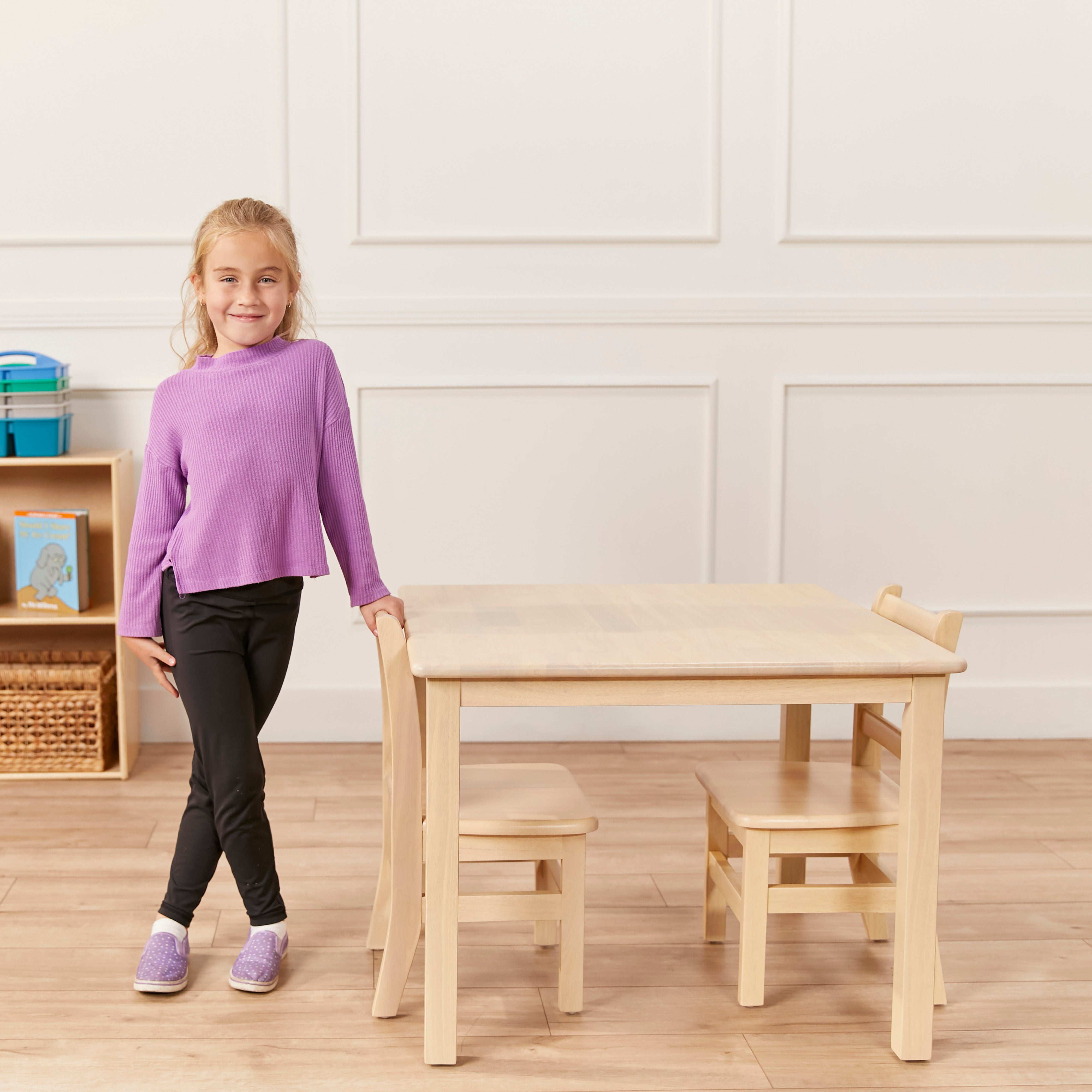 30in Square Hardwood Table with 22in Legs