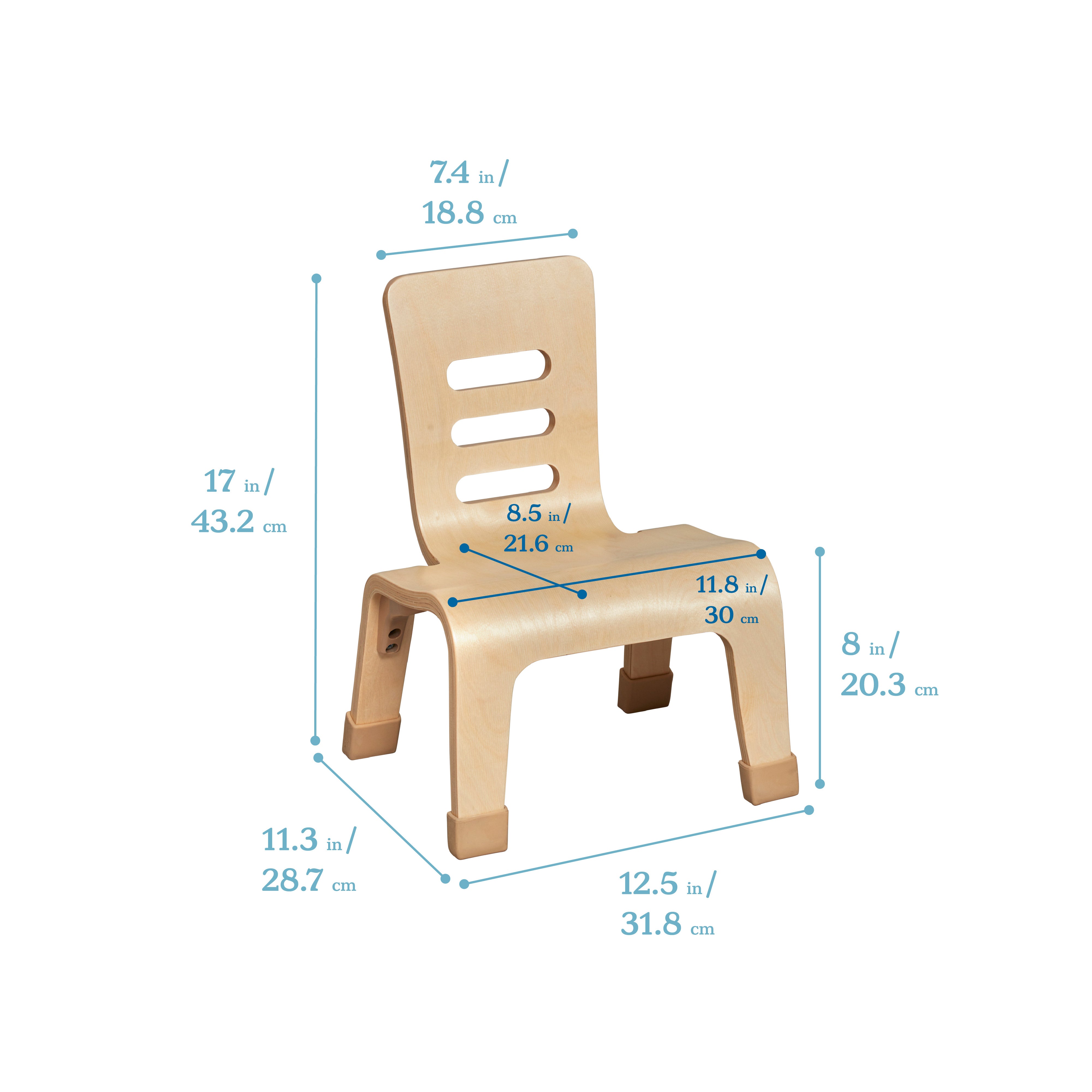 Stackable Bentwood Chair, 8in Seat Height, 2-Pack