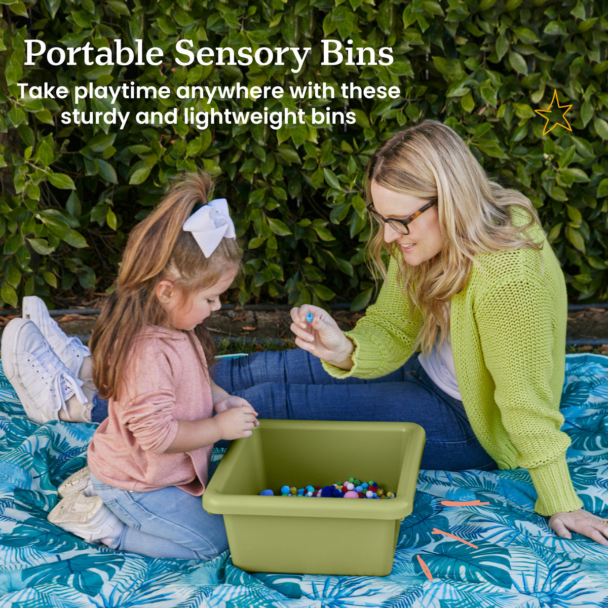 Stackable Square Bins with Non-Snap Lids, 4-Pack