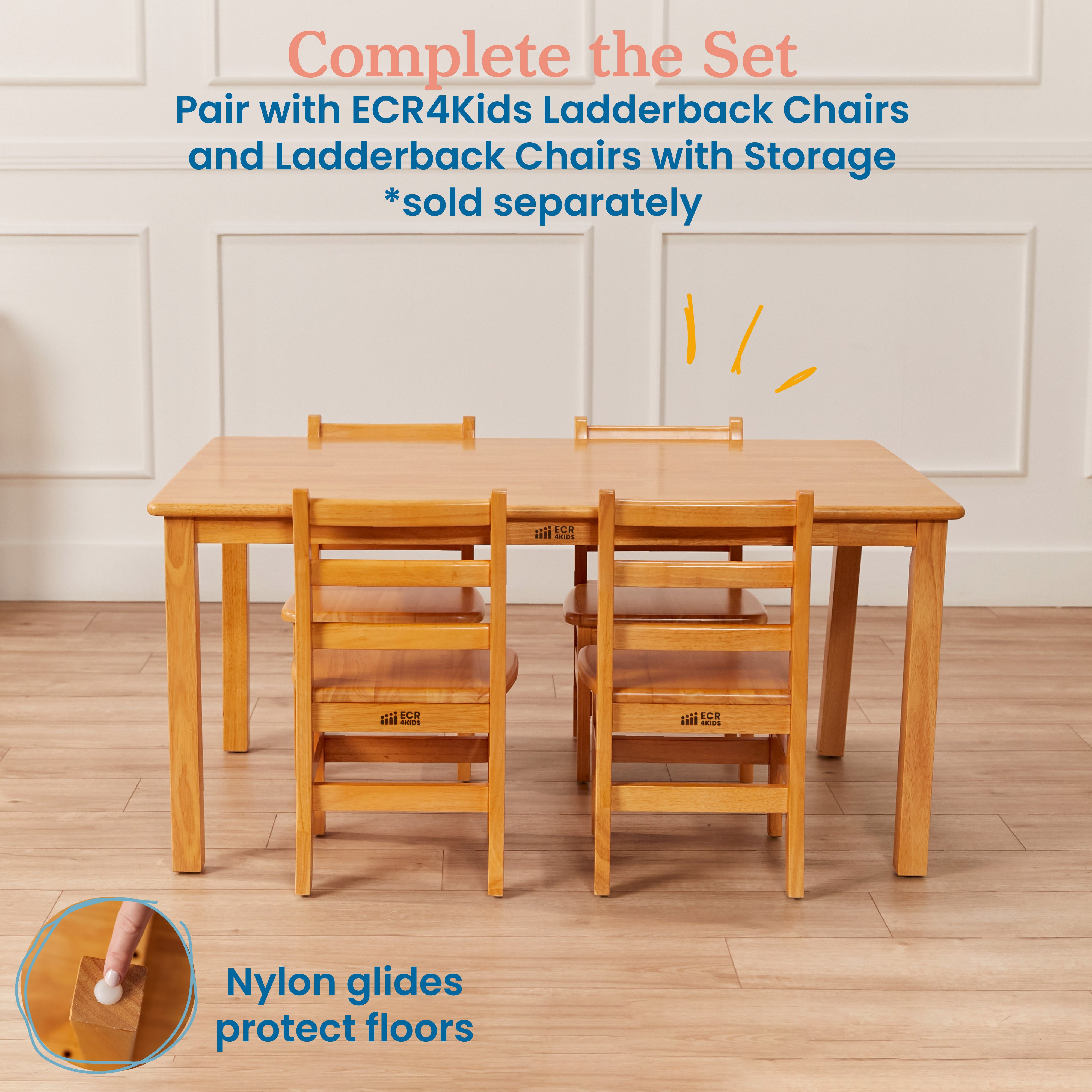 30in x 48in Rectangular Hardwood Table with 22in Legs