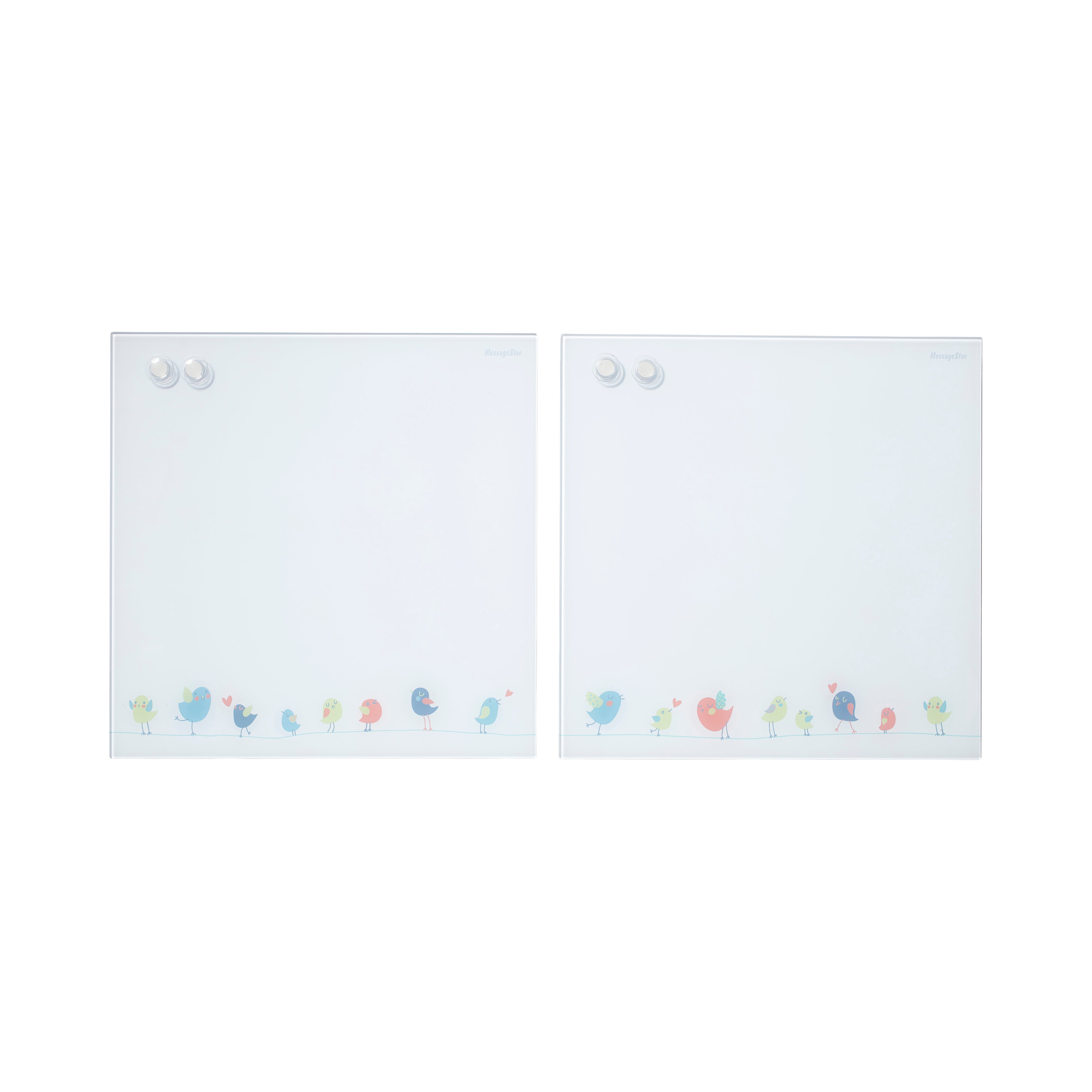 MessageStor Magnetic Dry-Erase Glass Board with Magnets, 17.5in x 17.5in, 2-Pack