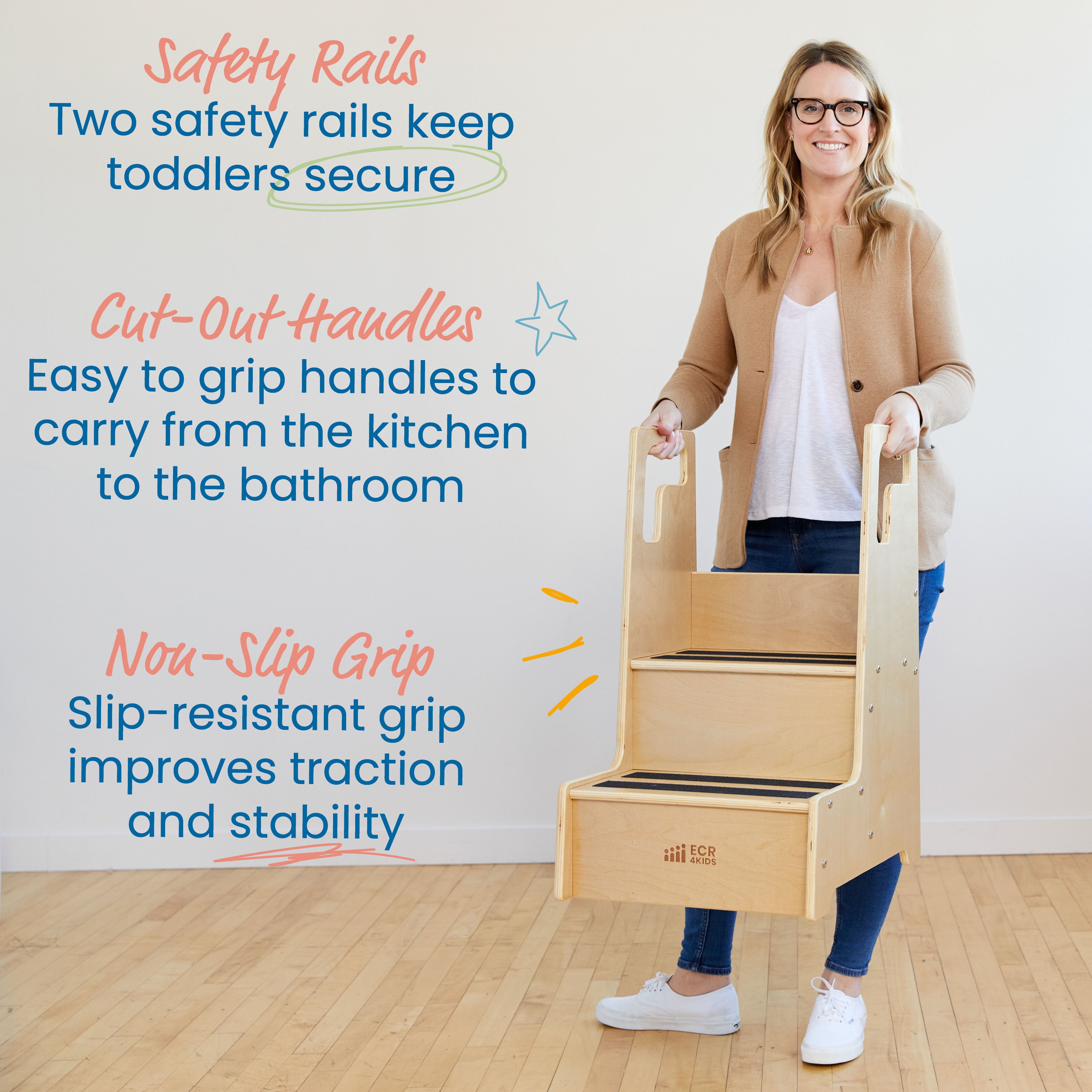 Reach-Up Step Stool with Handles