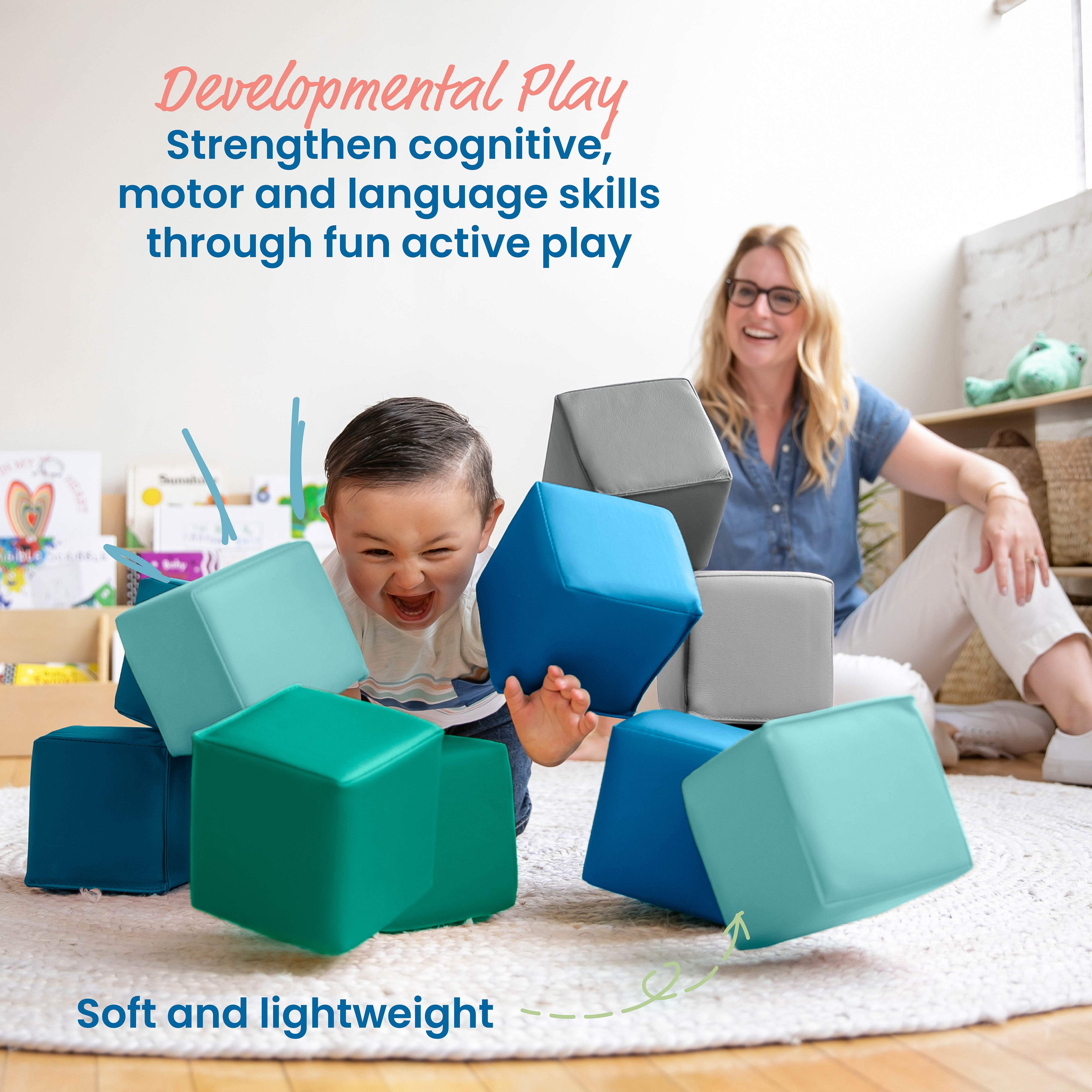 SoftZone Patchwork Toddler Blocks, 12-Piece
