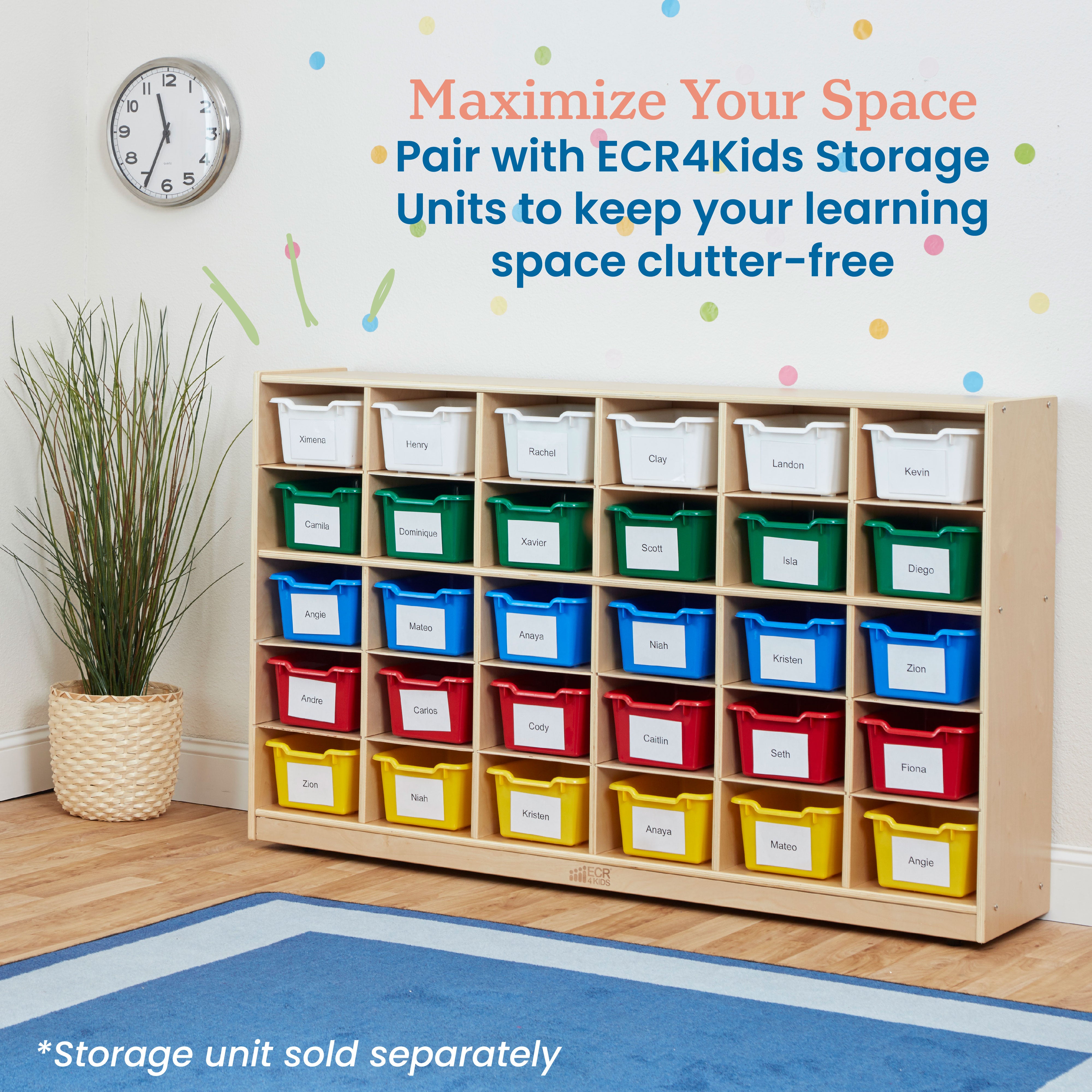 Scoop Front Plastic Storage Bins, 30-Piece