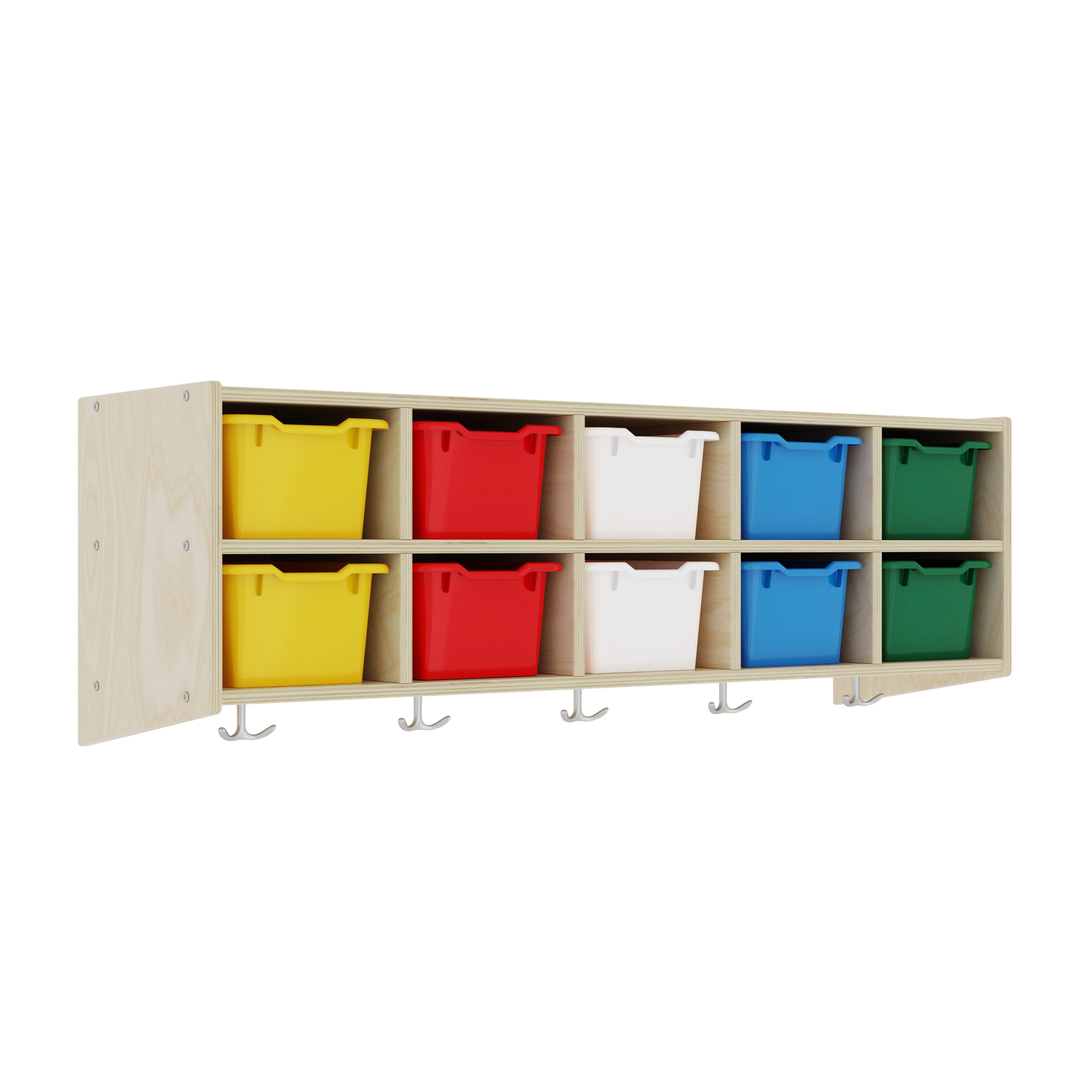 Streamline 10-Section Hanging Coat Locker with Scoop Front Storage Bins